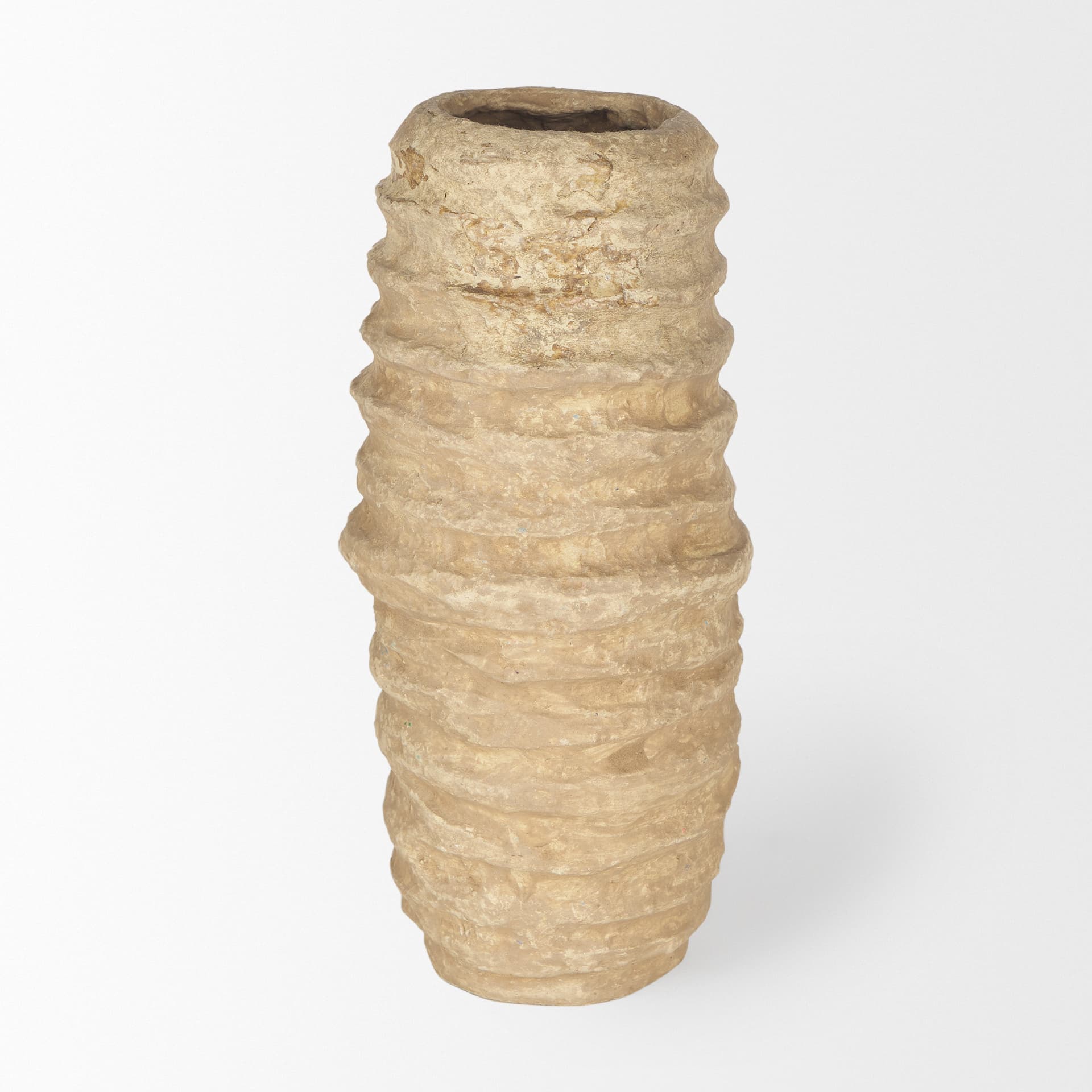 Kamli Small Beige Paper Mache Vase — product photograph