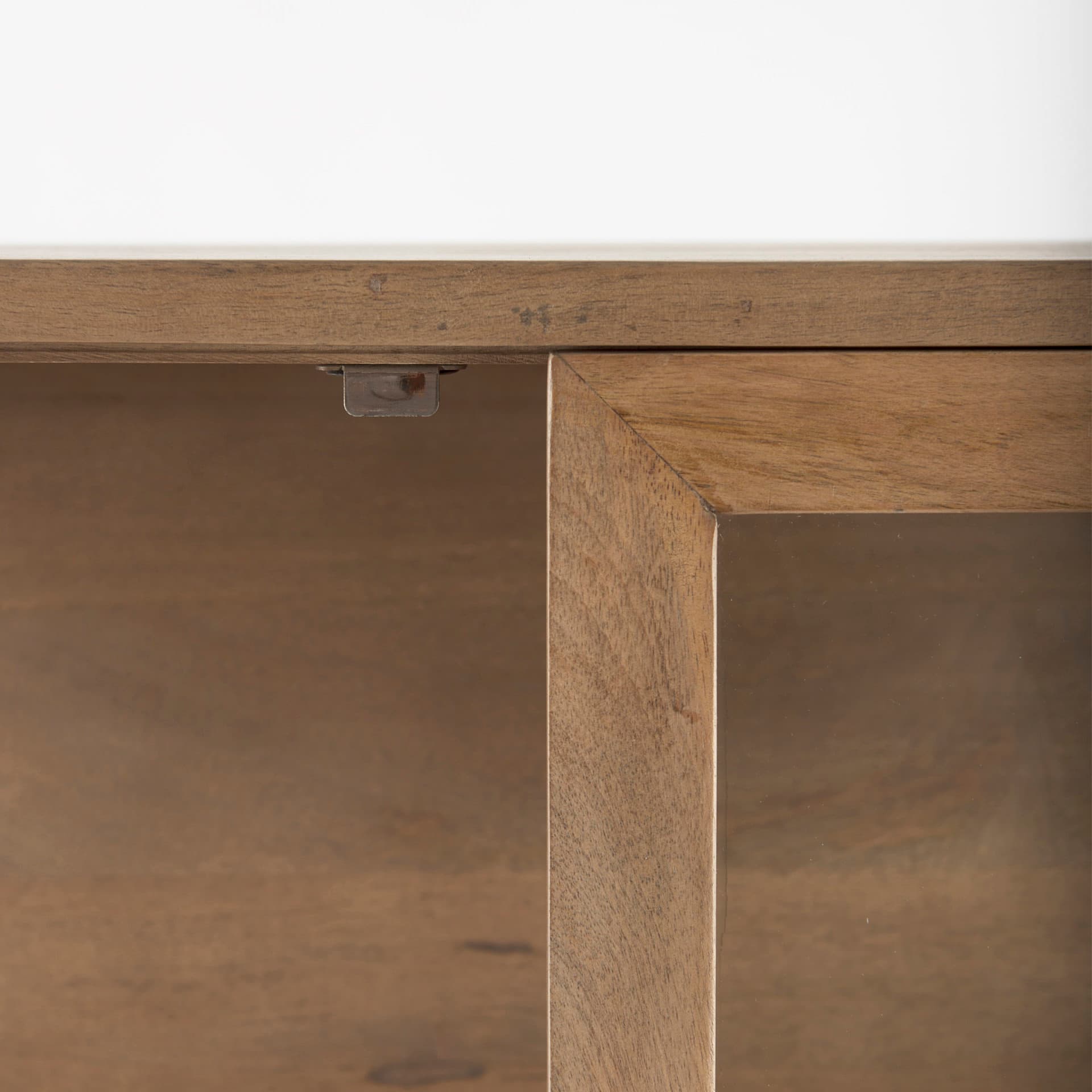 Arelius 36L x 18.75W x 63H Light Brown Wood W/ Black Metal Base Display Cabinet — product photograph