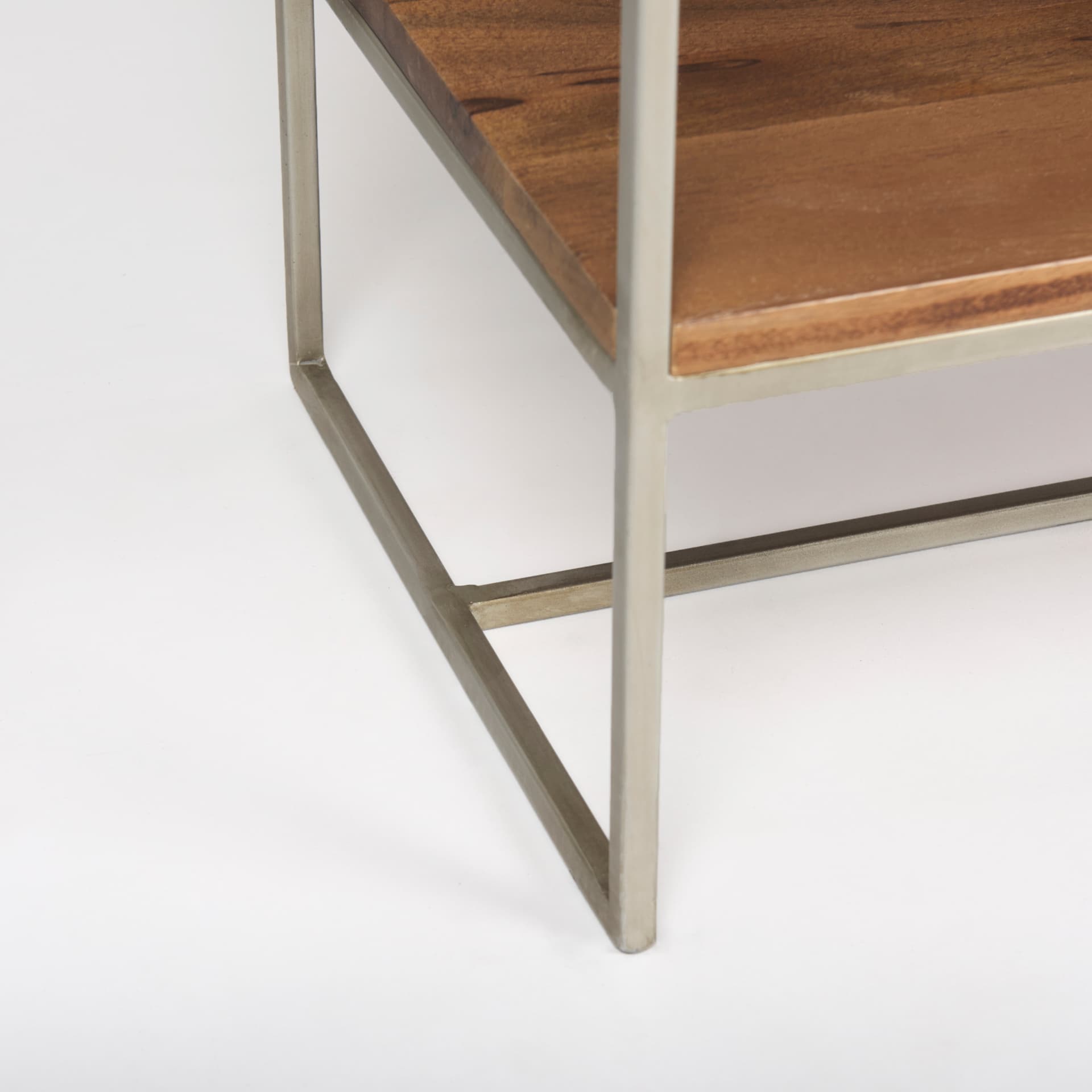 Morris III 47.25 X 15 X 75.5 Brown Wood and Silver Metal Frame 6 Shelf Shelving Unit — product photograph