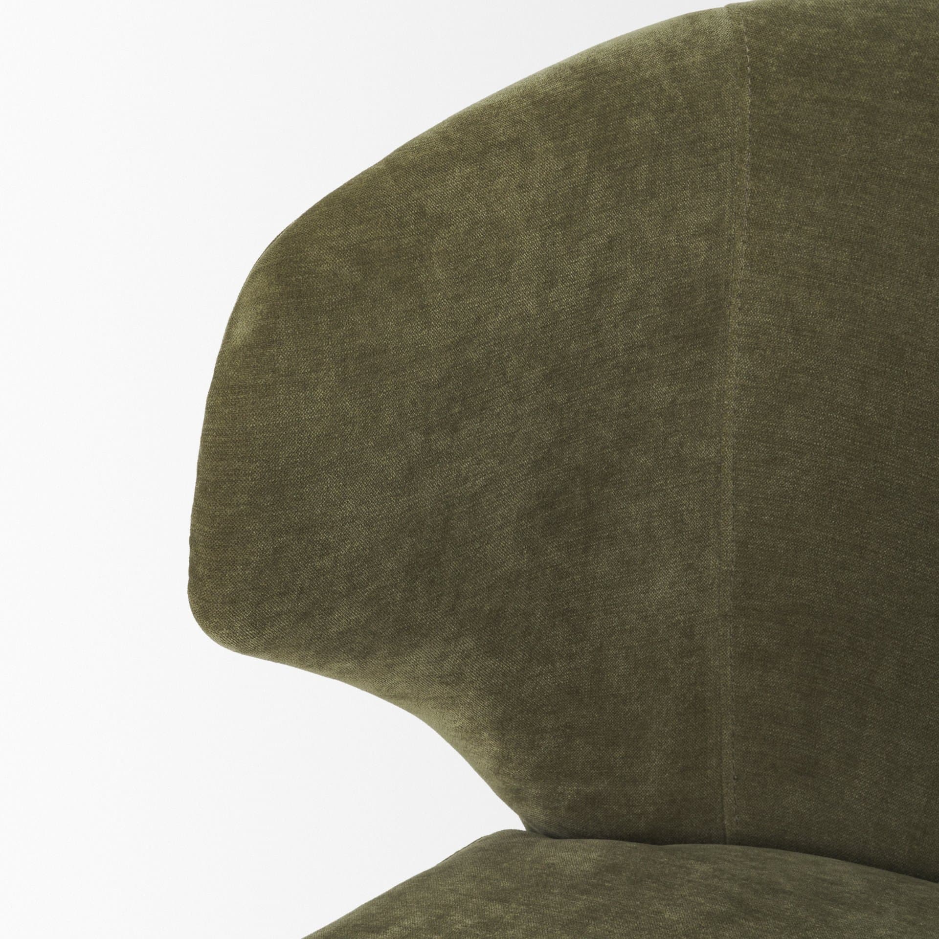 Niles Wingback Dining Side Chair | Moss Olive Fabric w/ Wooden — product photograph