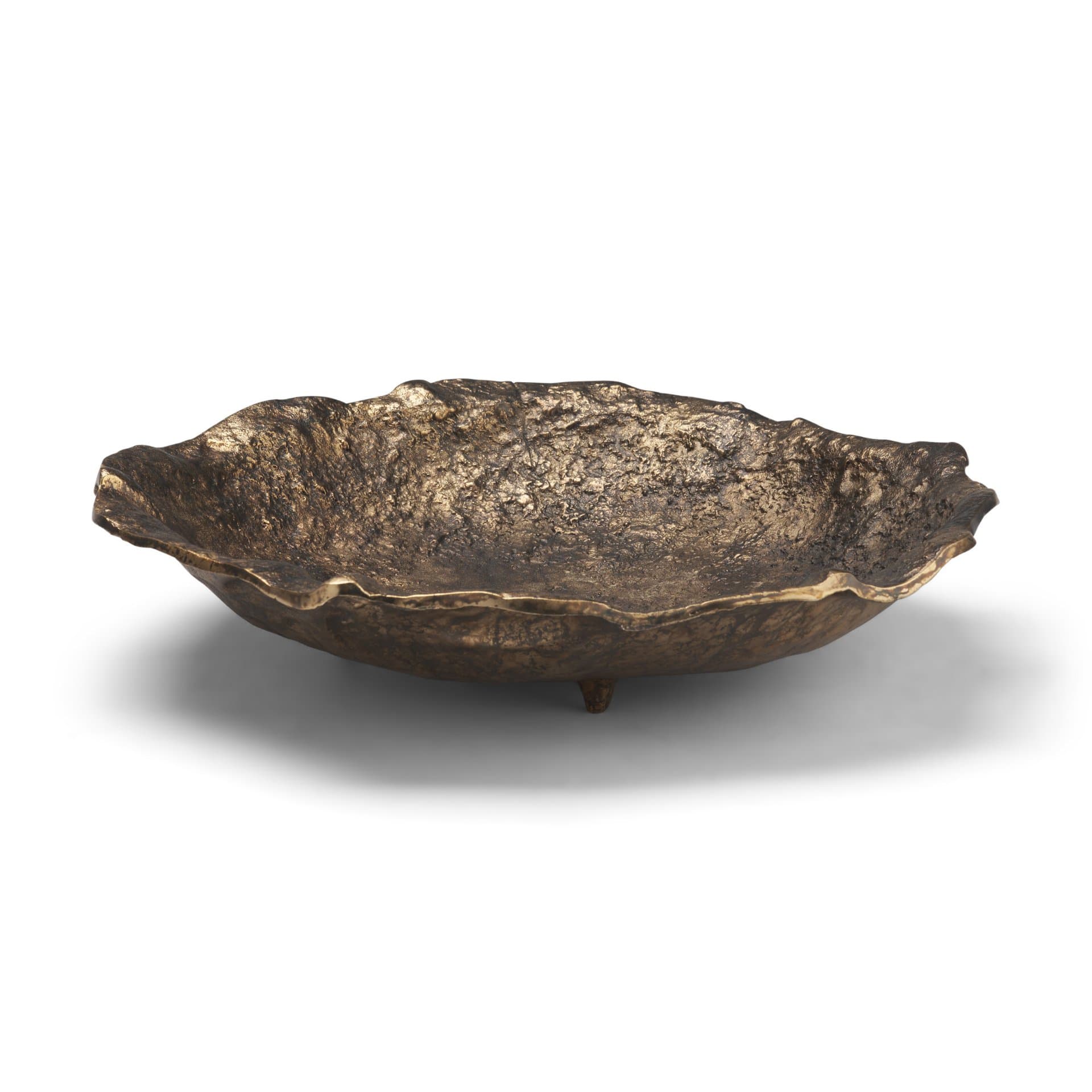 Verdant Large Antiqued Brass Metal Decorative Centerpiece Bowl — product photograph