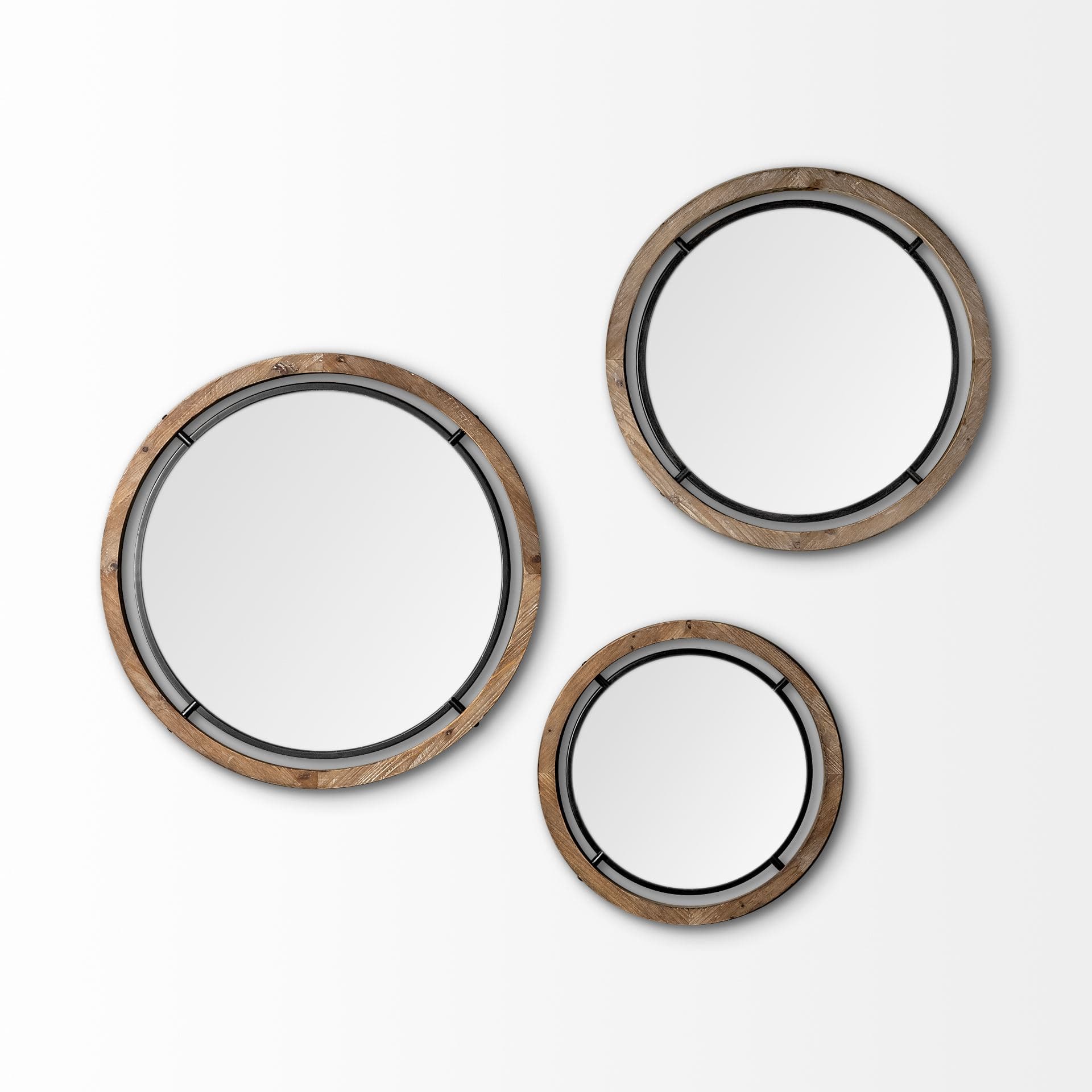 Josi 19" Brown Wood and Black Metal Frame Mirror — product photograph