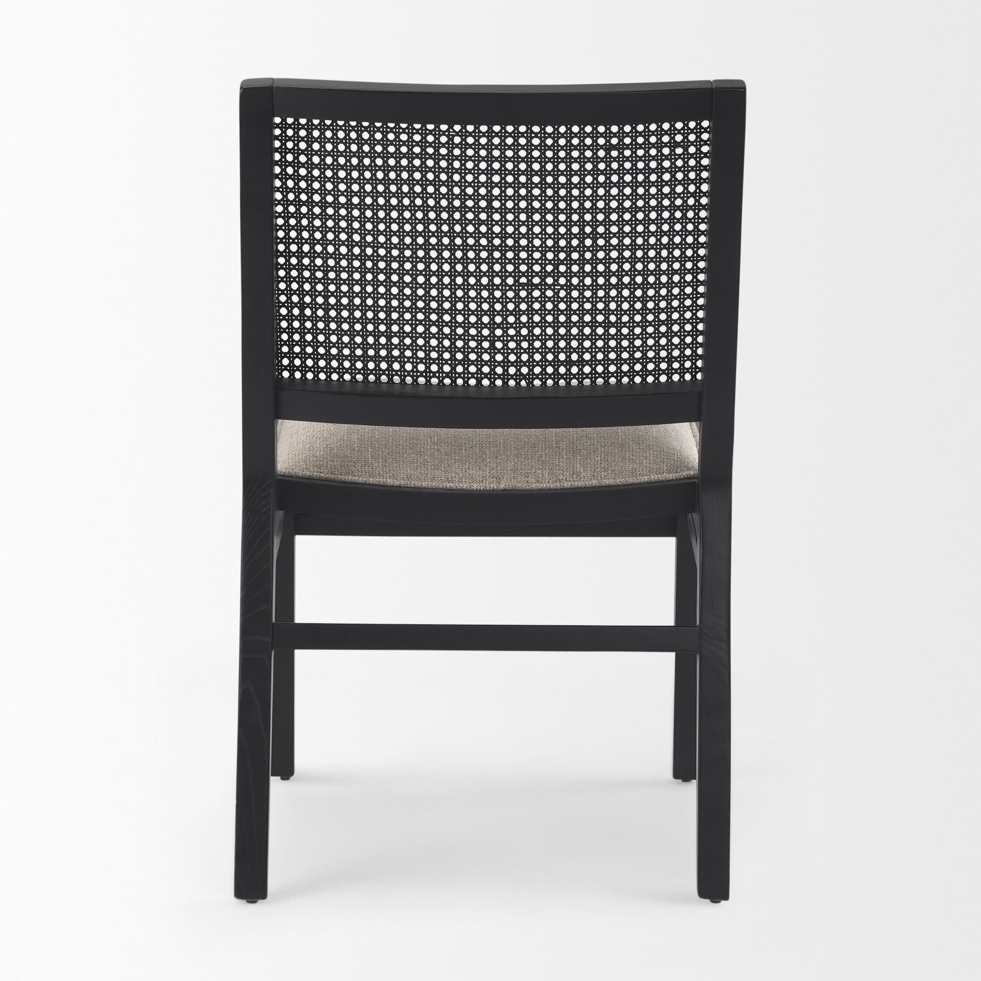 Wynn Cane Back Dining Side Chair | Beige Fabric w/ Black Wood — product photograph
