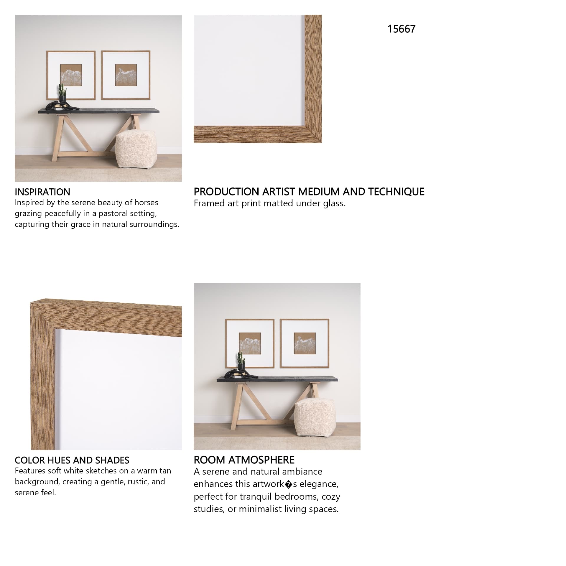 Duo I Horses by Mercana Studio a Framed Art Print Matted under Glass — in a styled room