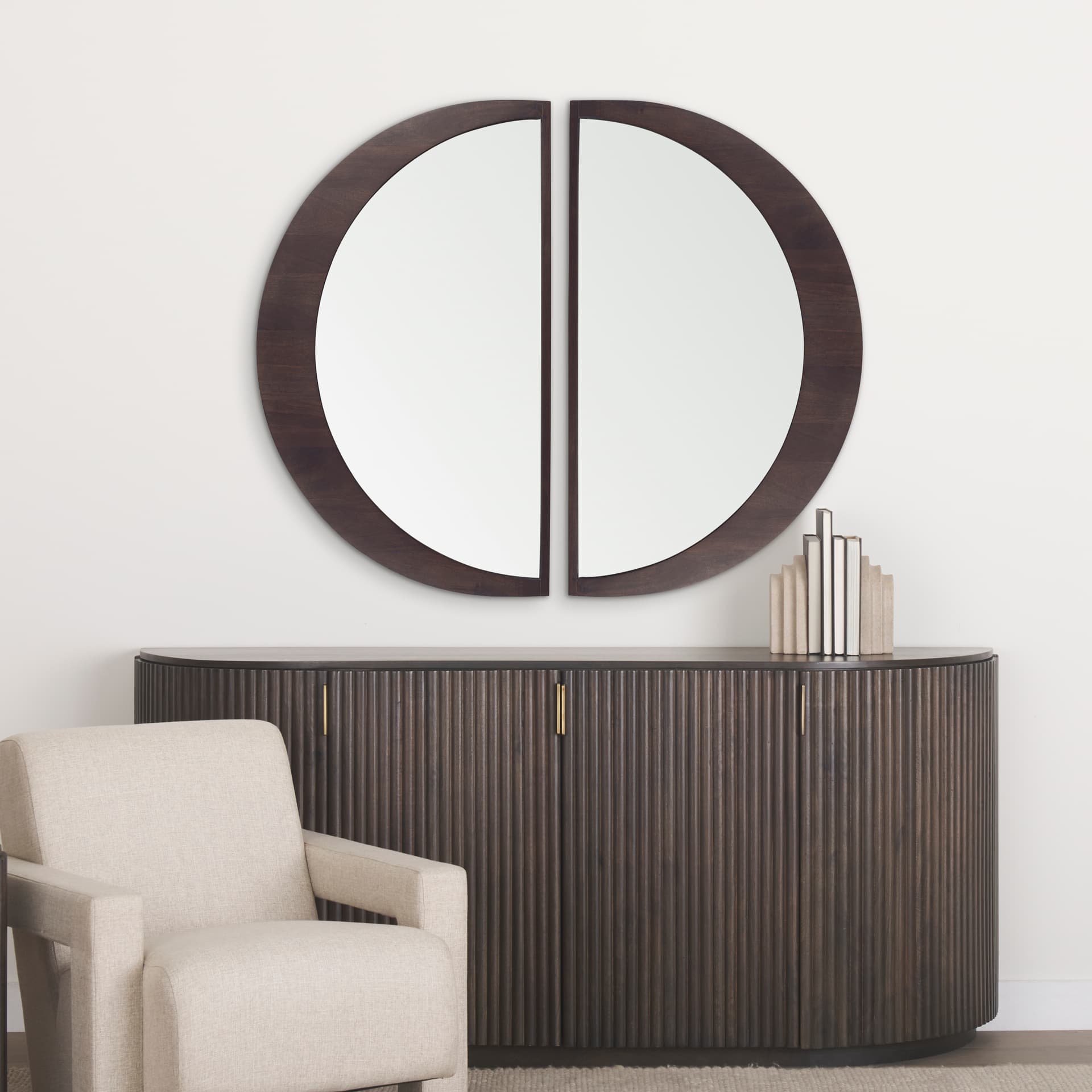Celeste Dark Brown Wood Large Mirror — in a styled room