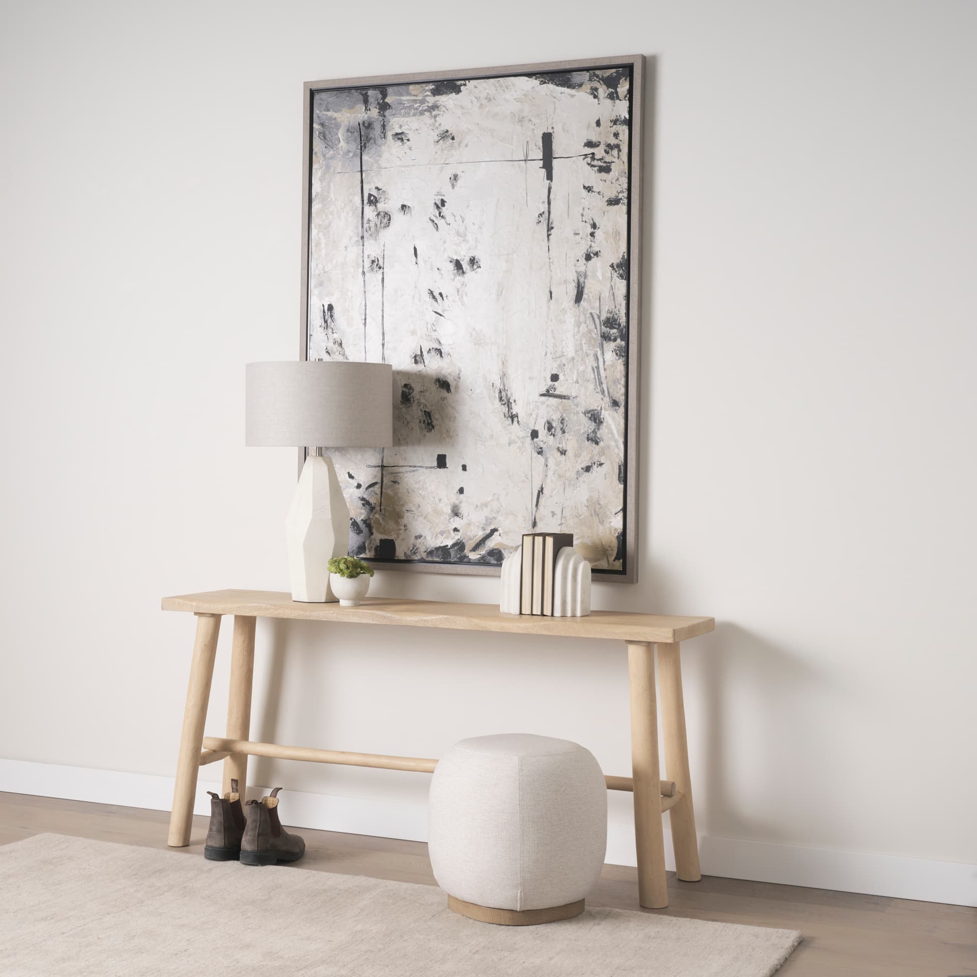 Piven White w/Antiqued Wash Textured Ceramic Table Lamp — product photograph
