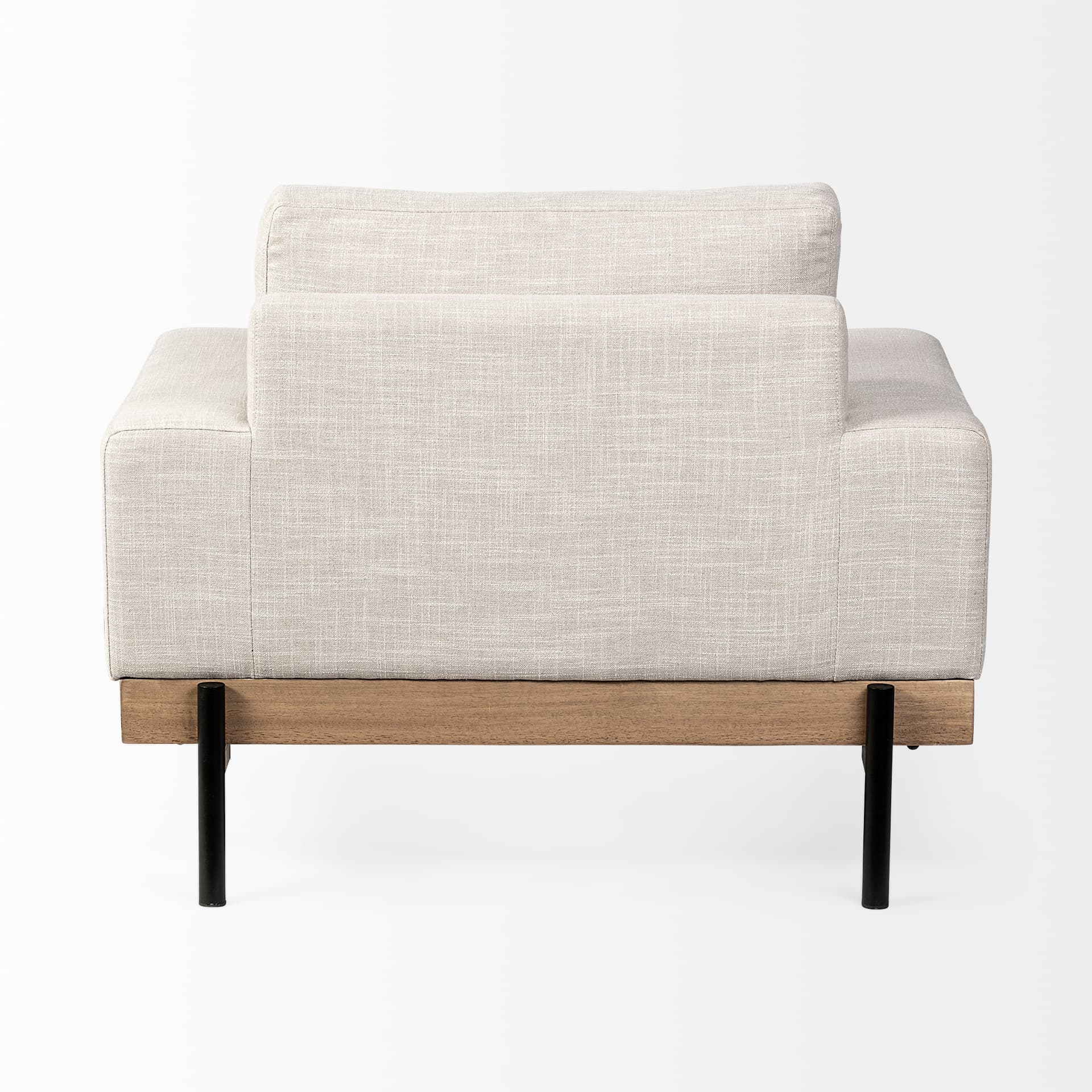 Colburne I Beige Fabric W/ Wood and Iron Frame Accent Chair — product photograph