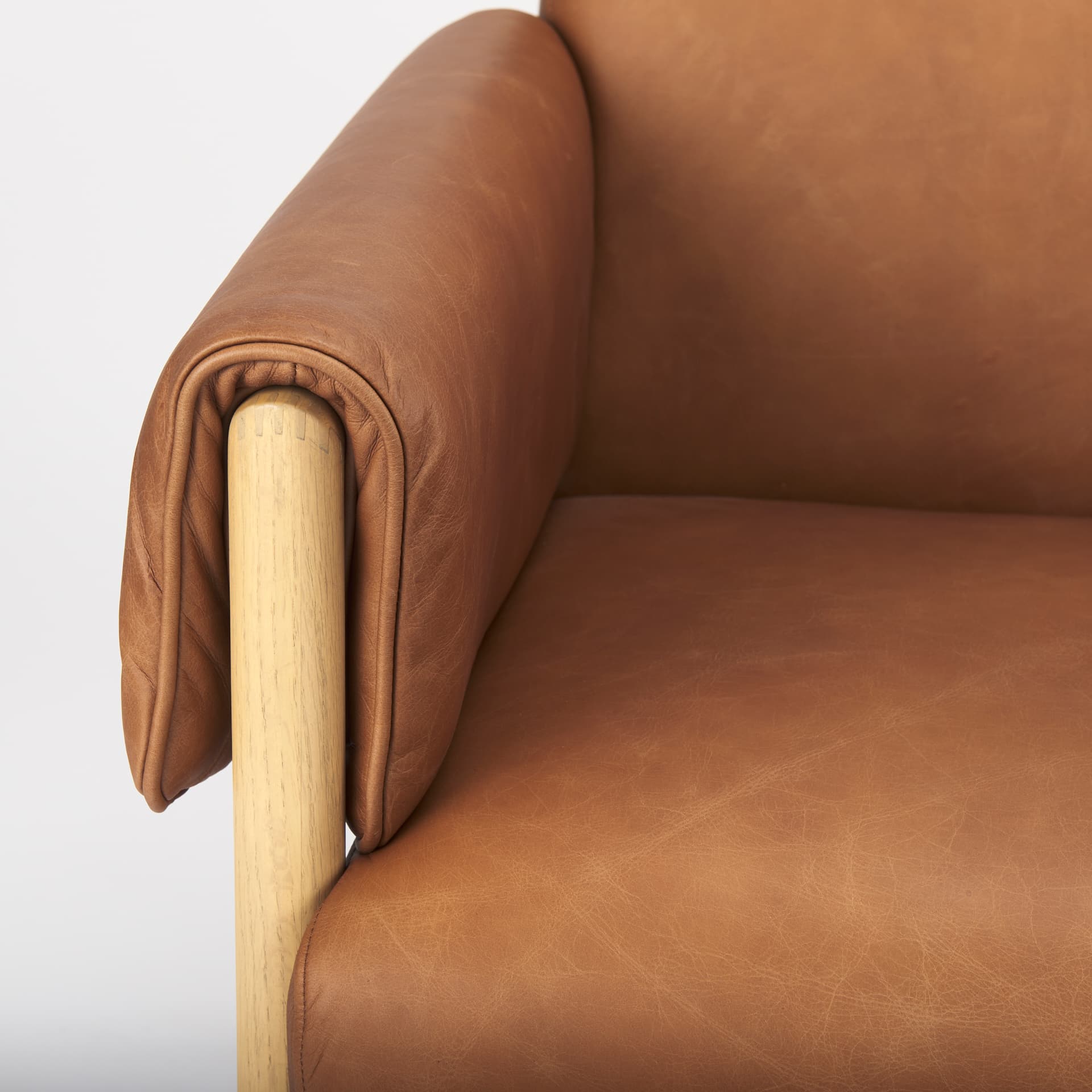Ashton Brown Leather w/ Light Wood Accent Chair — product photograph