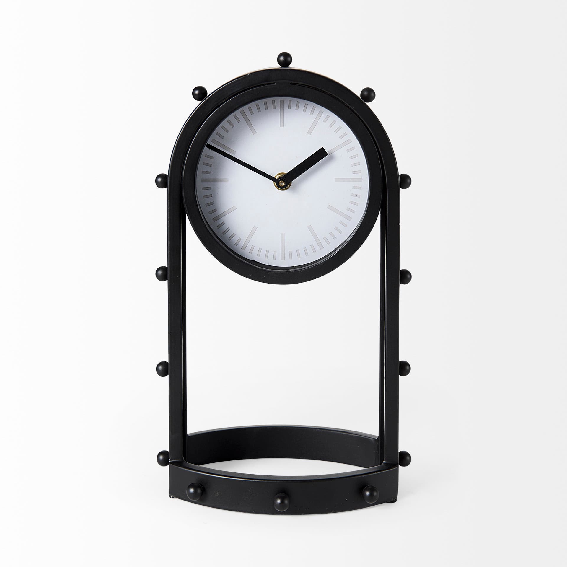 Marian 7.5L x 5.7W x 13.0H Black Studded Table Clock — product photograph