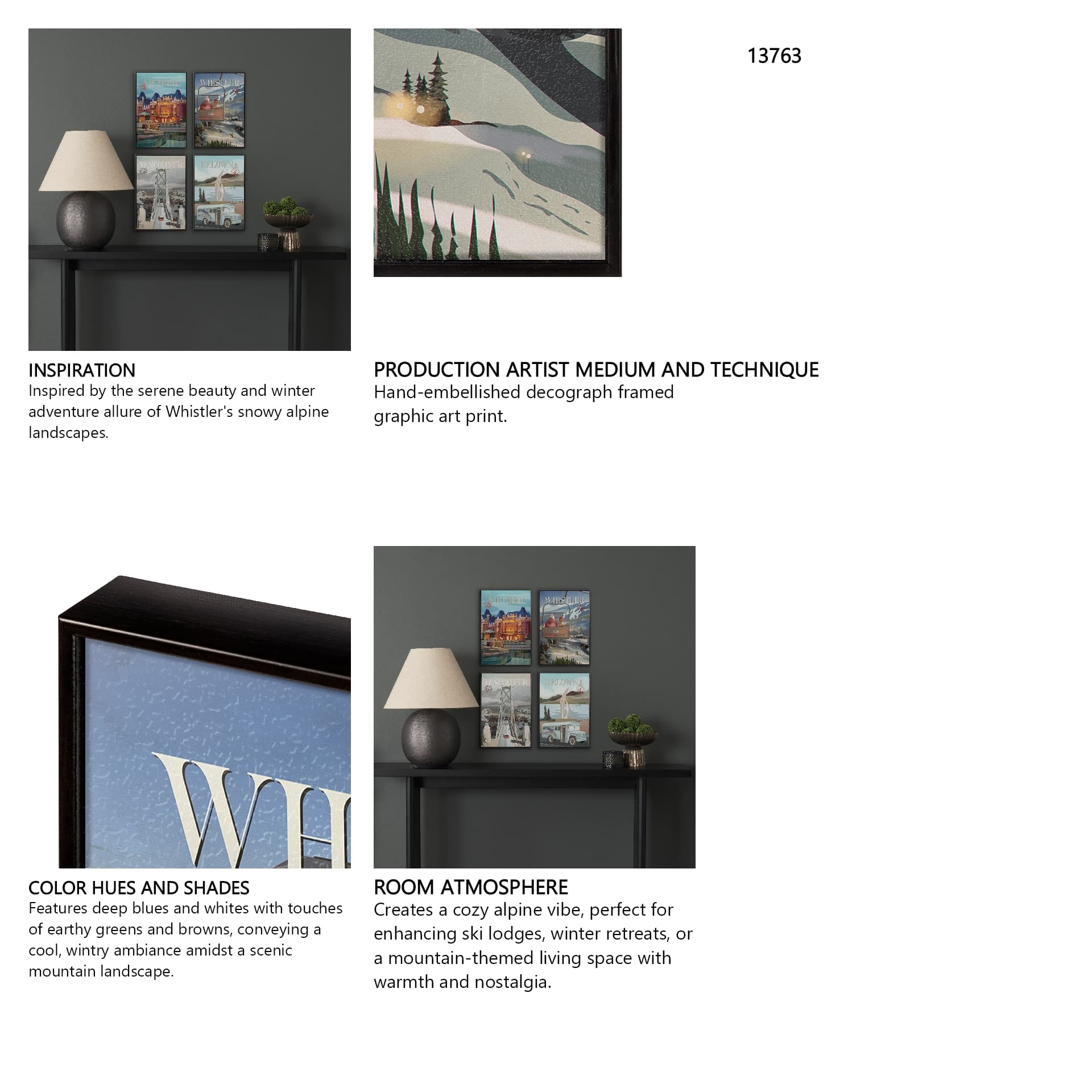 Whistler Go Canada (SM) by Mercana Studio a Hand Embellished Decograph Framed Art Print — in a styled room
