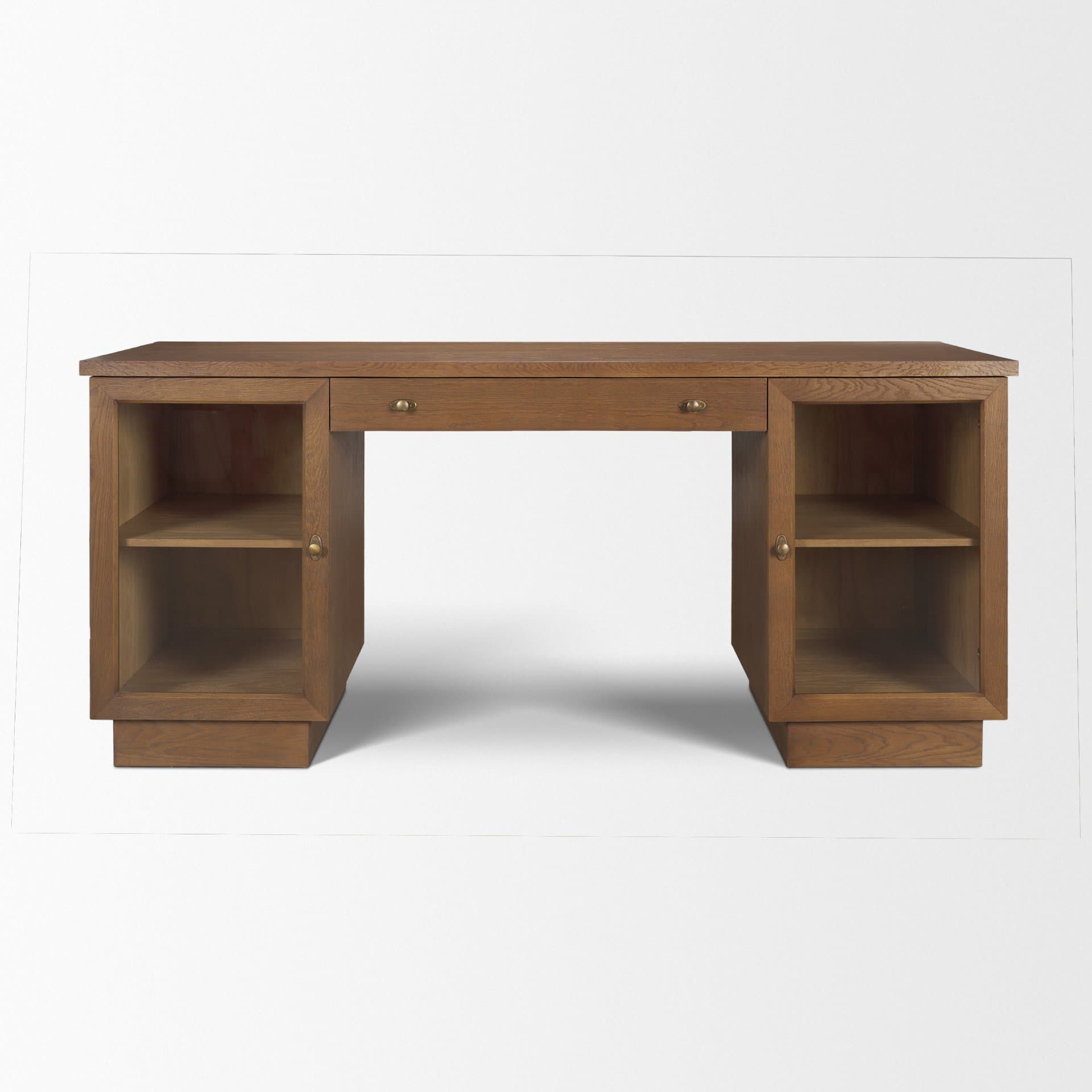 Winsford Two-Tone Oak Writing Desk w/ Glass Doors — product photograph