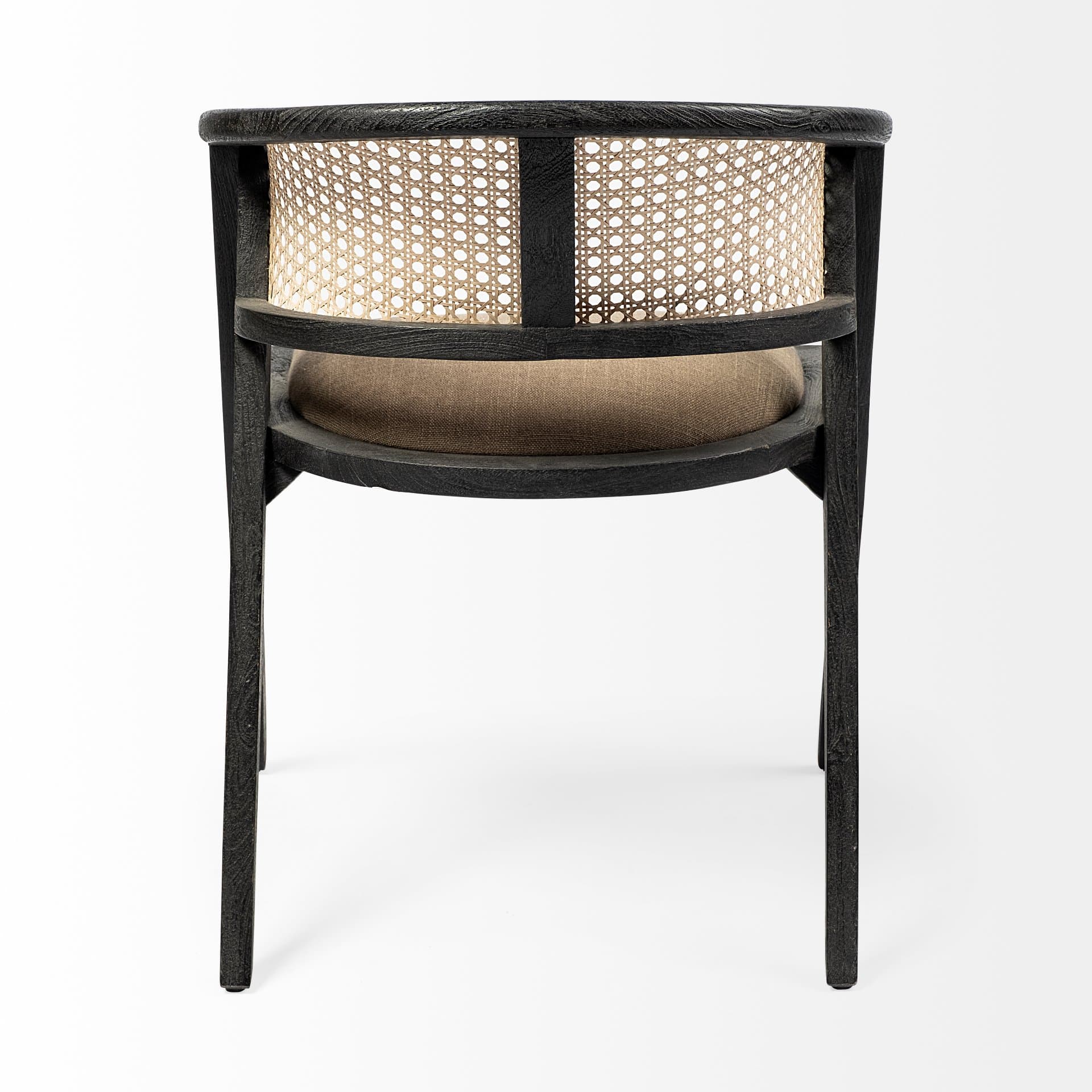 Tabitha Cane Back Dining Arm Chair | Linen w/ Black Wooden — product photograph