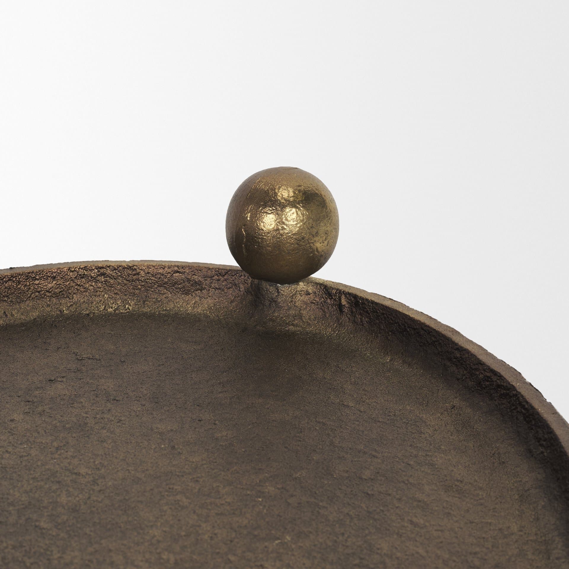 Jianna Small Oval Textured Antiqued Gold Metal Tray with Handles — product photograph