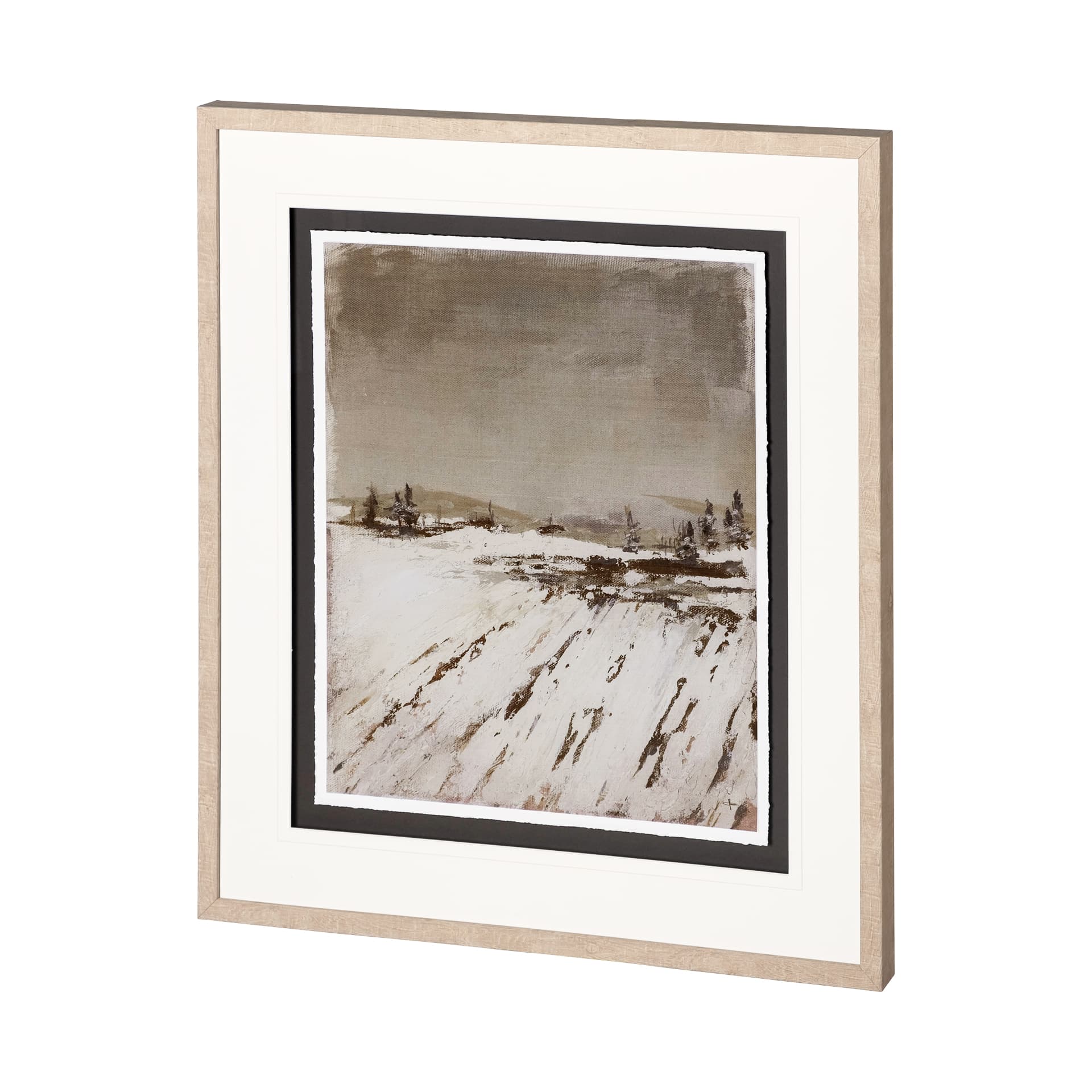 Silent Snow I by Jonathan Klassen a Hand Embellished Textured Framed Art Print Matted under Glass — product photograph