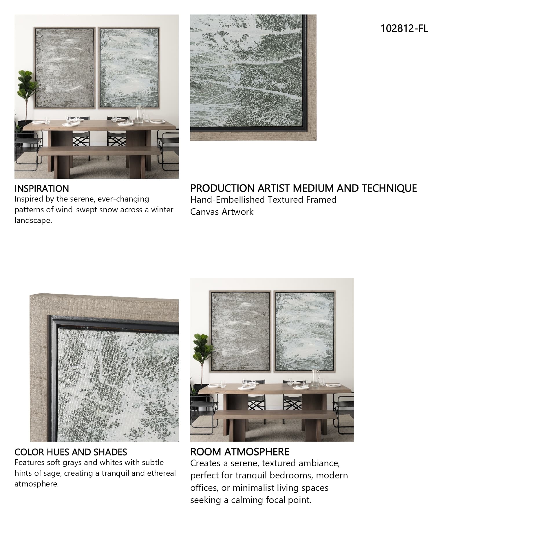 Verdant II by Mercana Studio Hand-Embellished Textured Framed Canvas Artwork — in a styled room