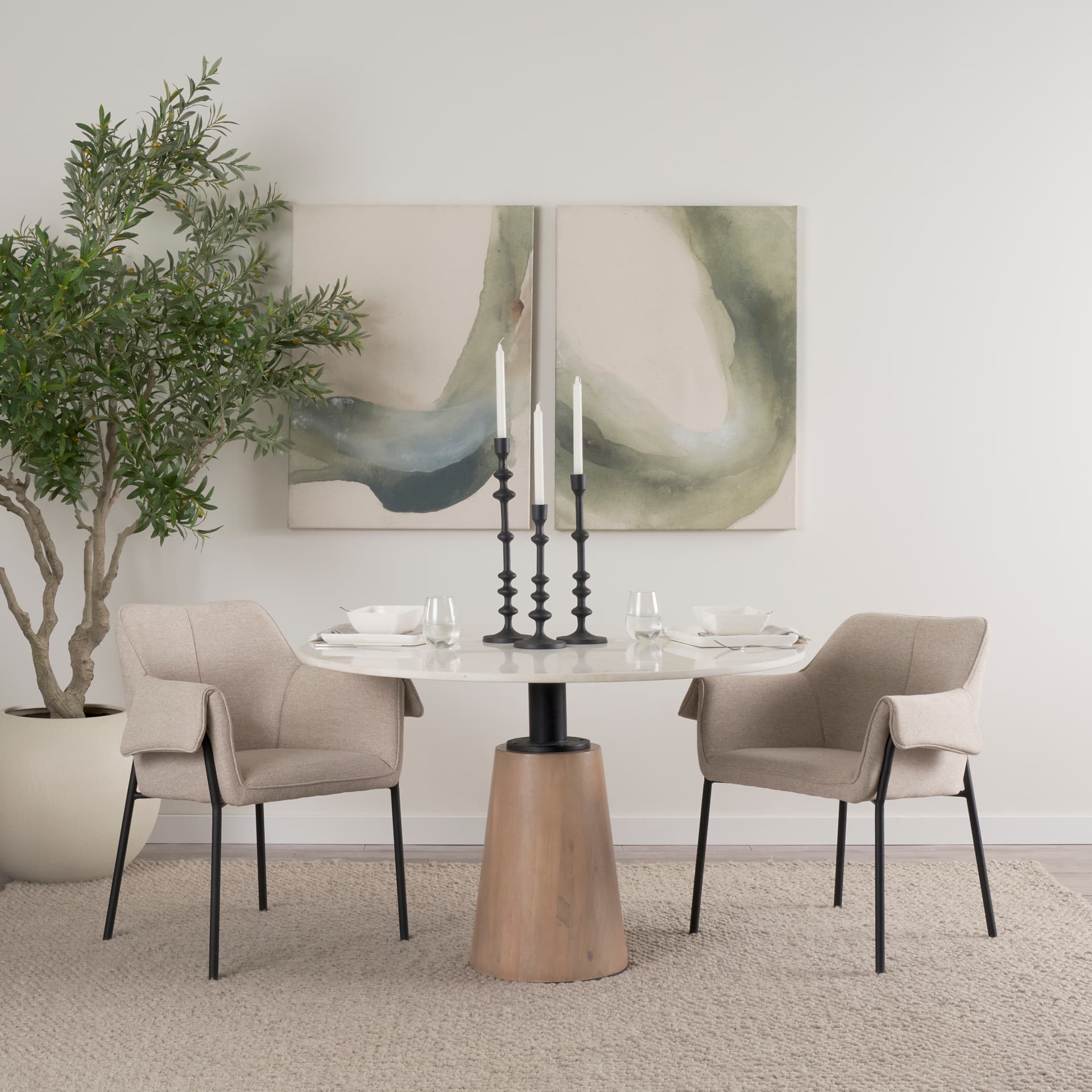 Paolo Matte Black Metal Candle Holder (Set of 3) — in a styled room