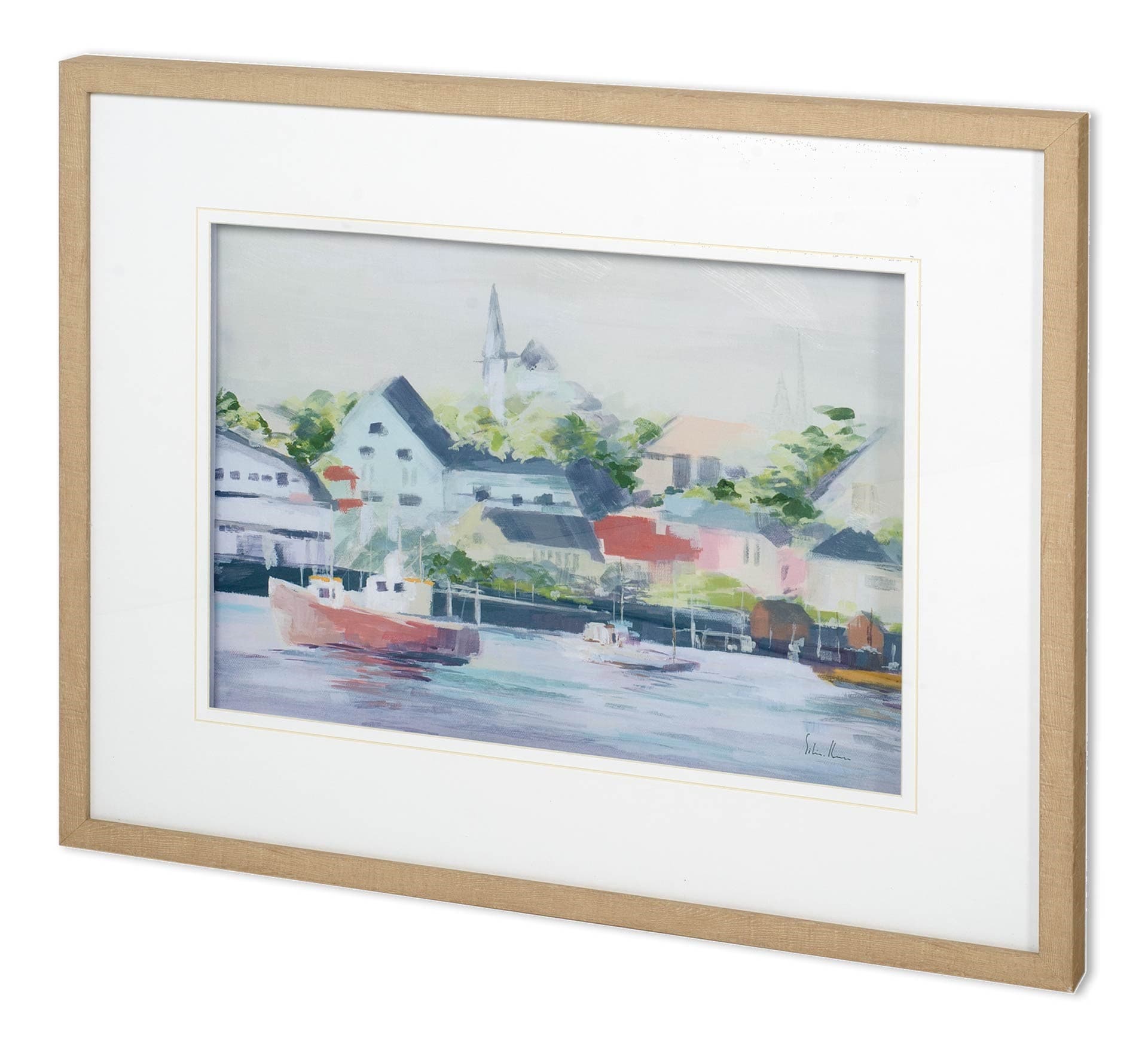 Home Port I by Mercana Studio a Hand Embellished Textured Framed Art Print Matted under Glass — product photograph