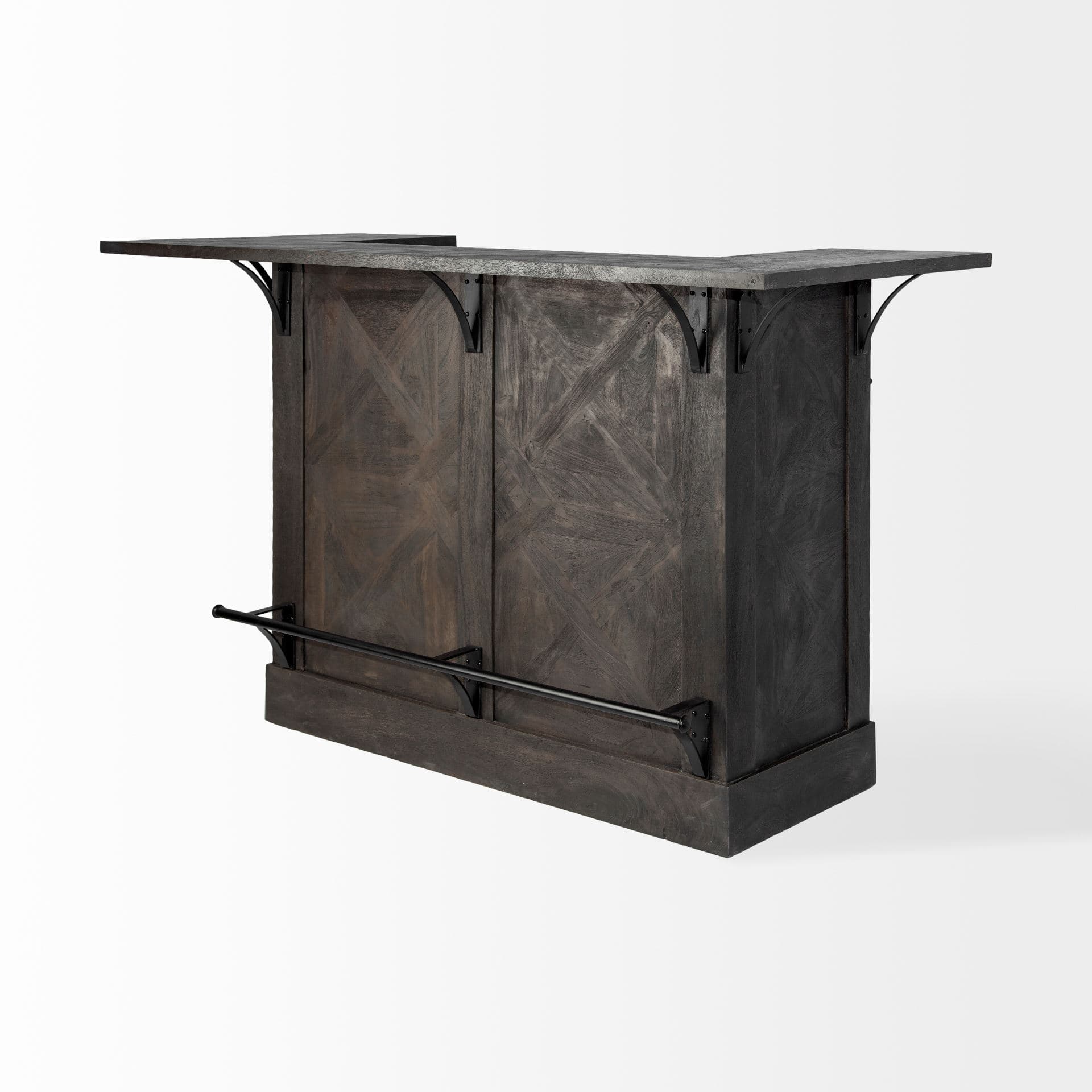 Cheers Dark Brown Solid Wood Wine Bottle Storage Kitchen Island — product photograph