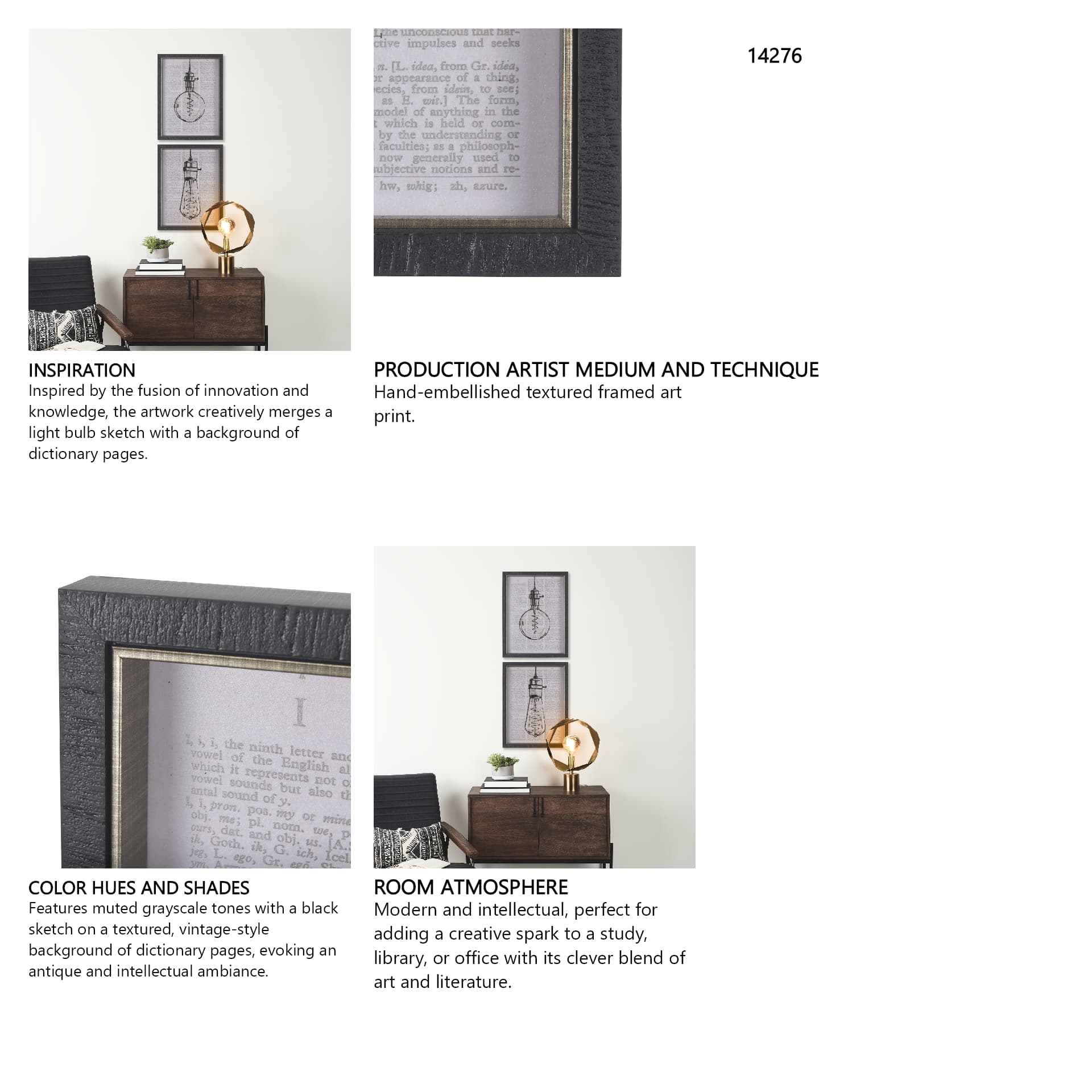 Vintage Page II by Mercana Studio a Hand Embellished Textured Framed Art Print — in a styled room