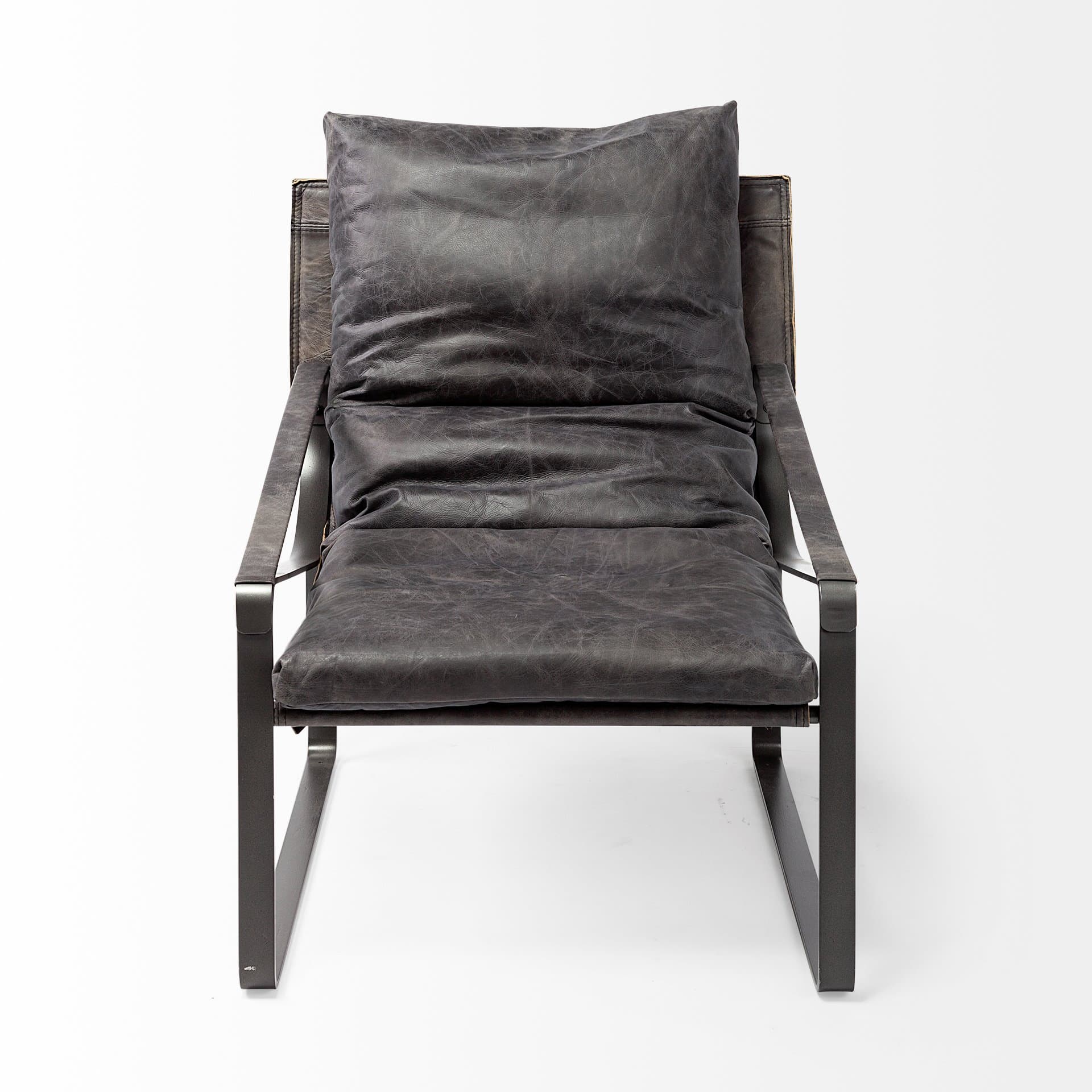 Hornet II Black Leather Body Metal Frame Accent Chair — product photograph