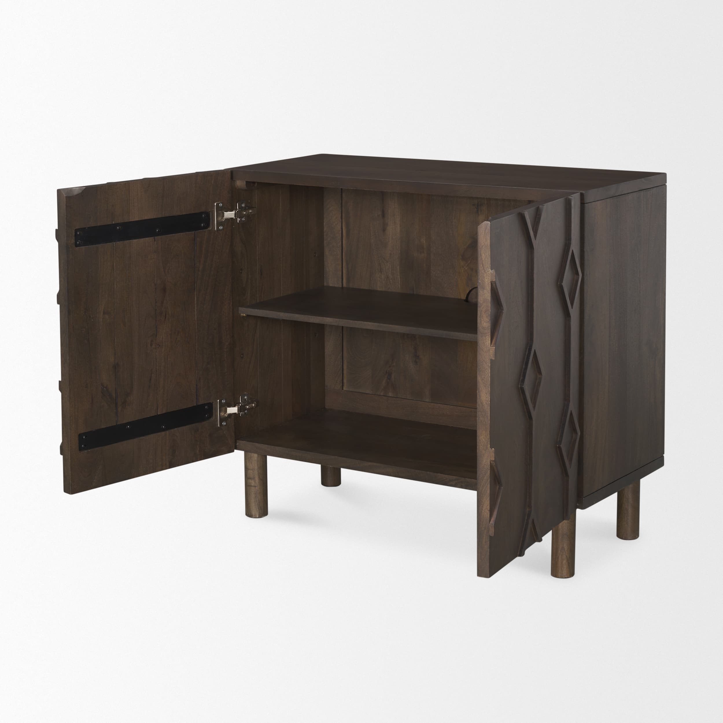 Heera Dark Brown Diamond Motif w/ Shelf Accent Cabinet — product photograph
