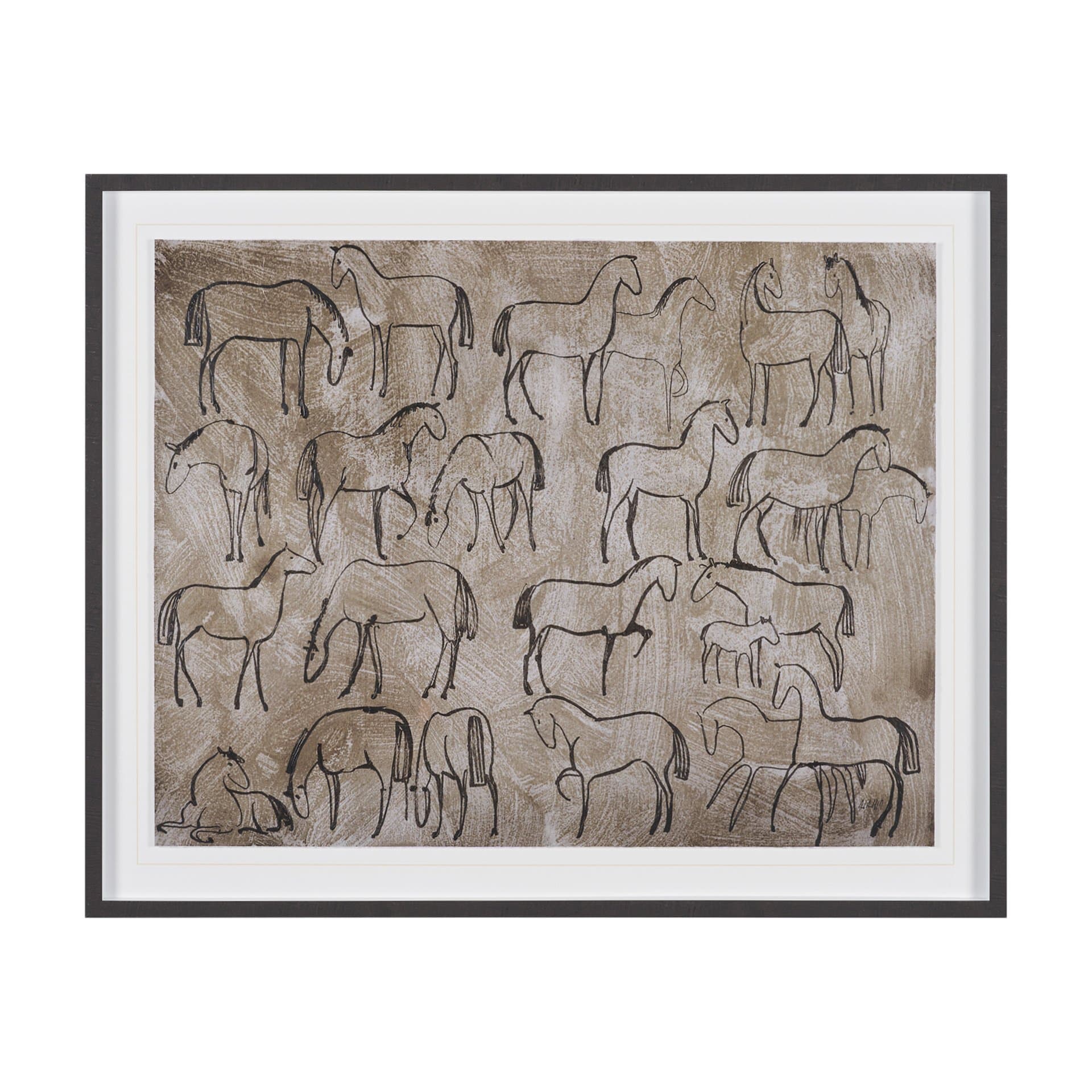 Buckskin by Mercana Studio Hand-Embellished Textured Framed Artwork Matted under Glass — product photograph