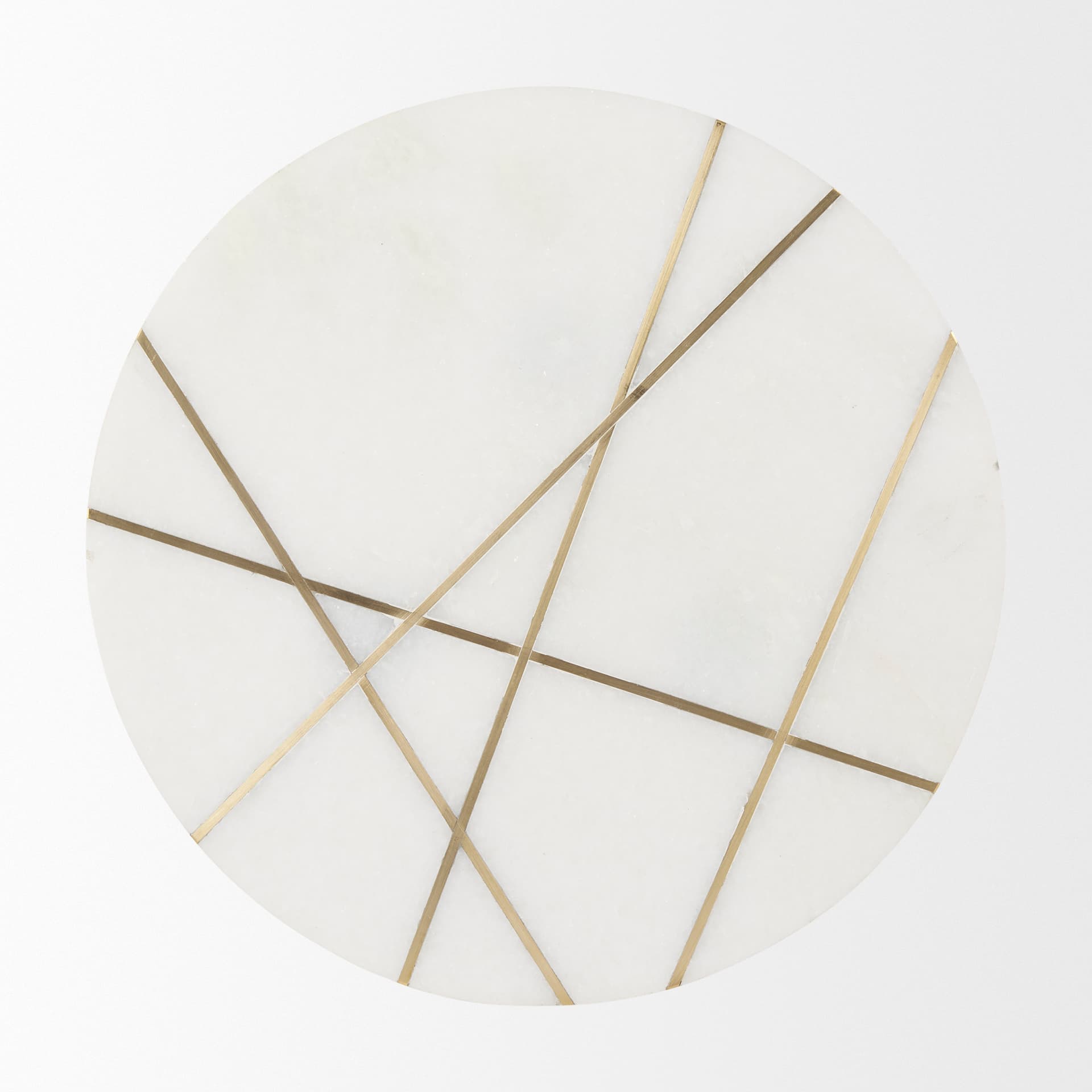 Vivienne 18.0L x 18.0W x 23.0H White Marble W/Antique Gold Metal Round Large Accent Table — product photograph