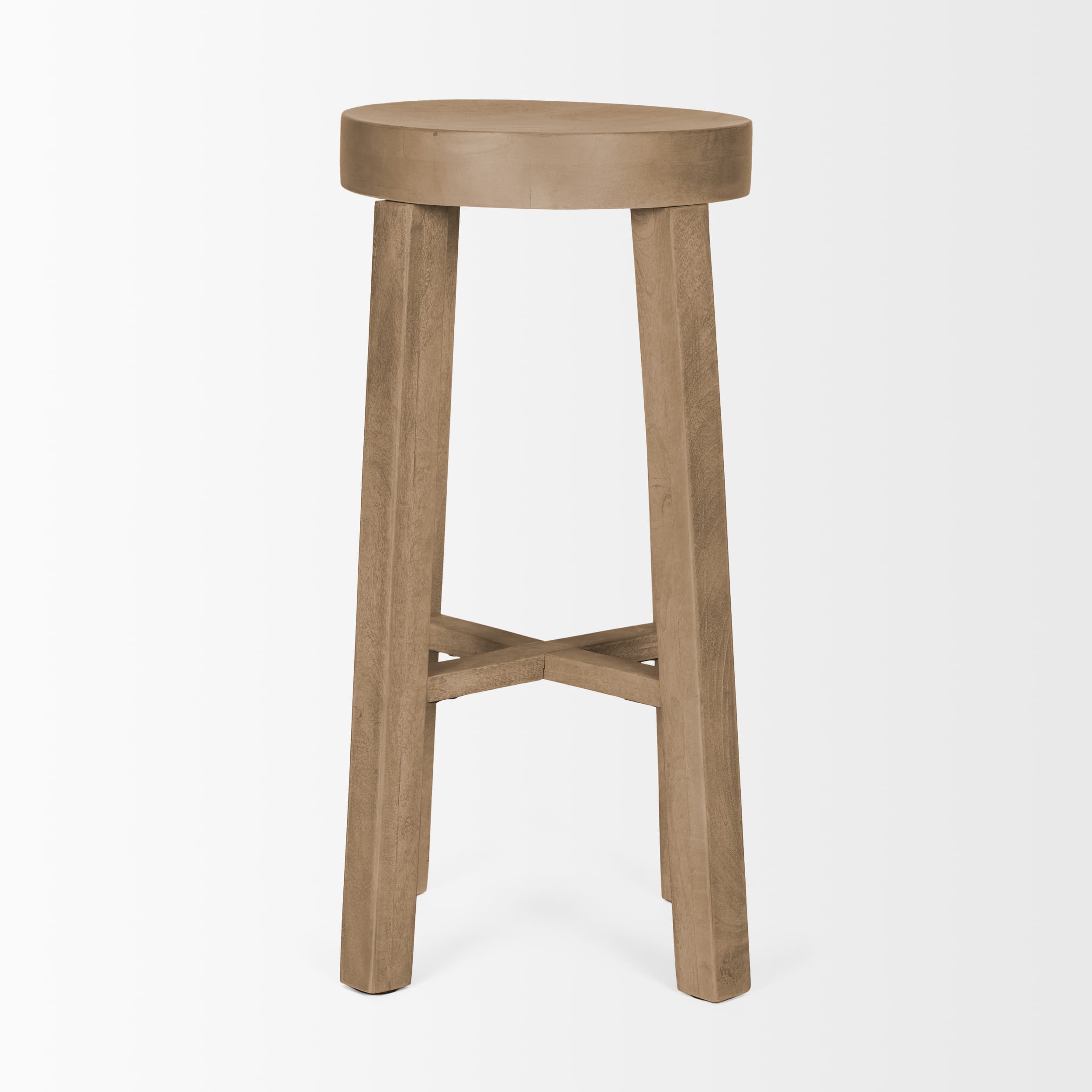 Brahma Backless 30in Seat Bar Stool | White Washed Wood — product photograph