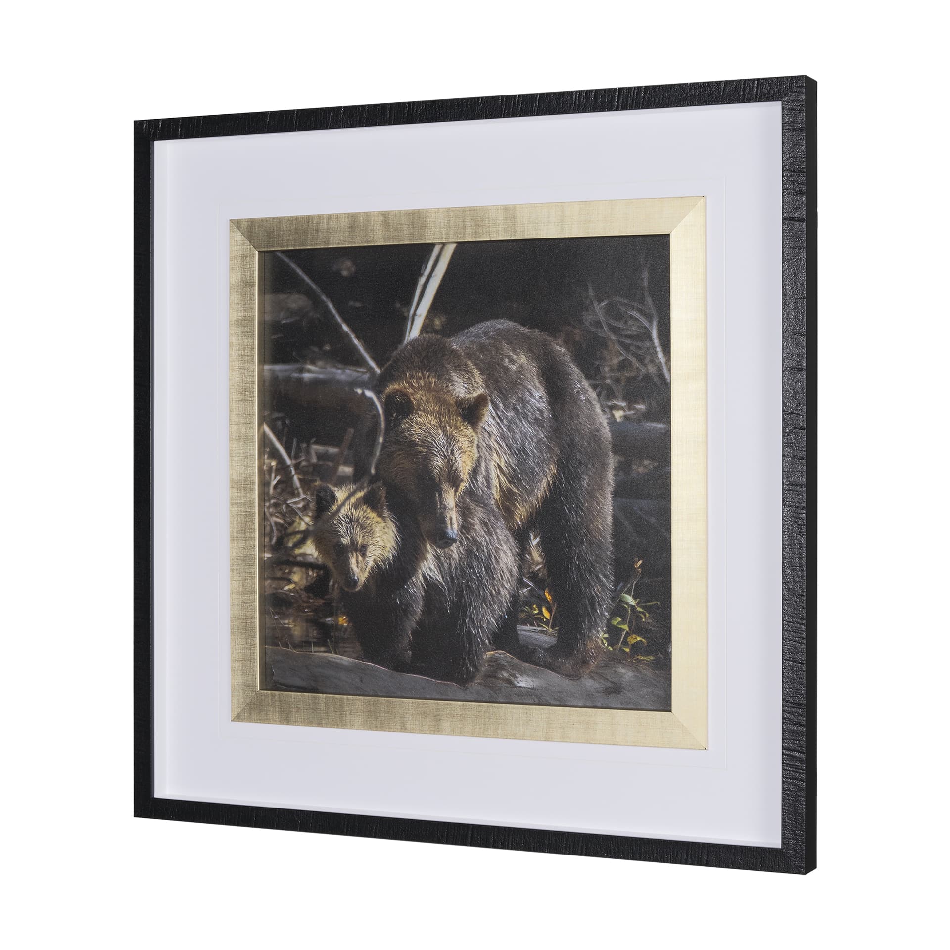 Mom and Cub by Chad Mackay a Hand Embellished Textured Framed Photo Art Print Matted under Glass — product photograph