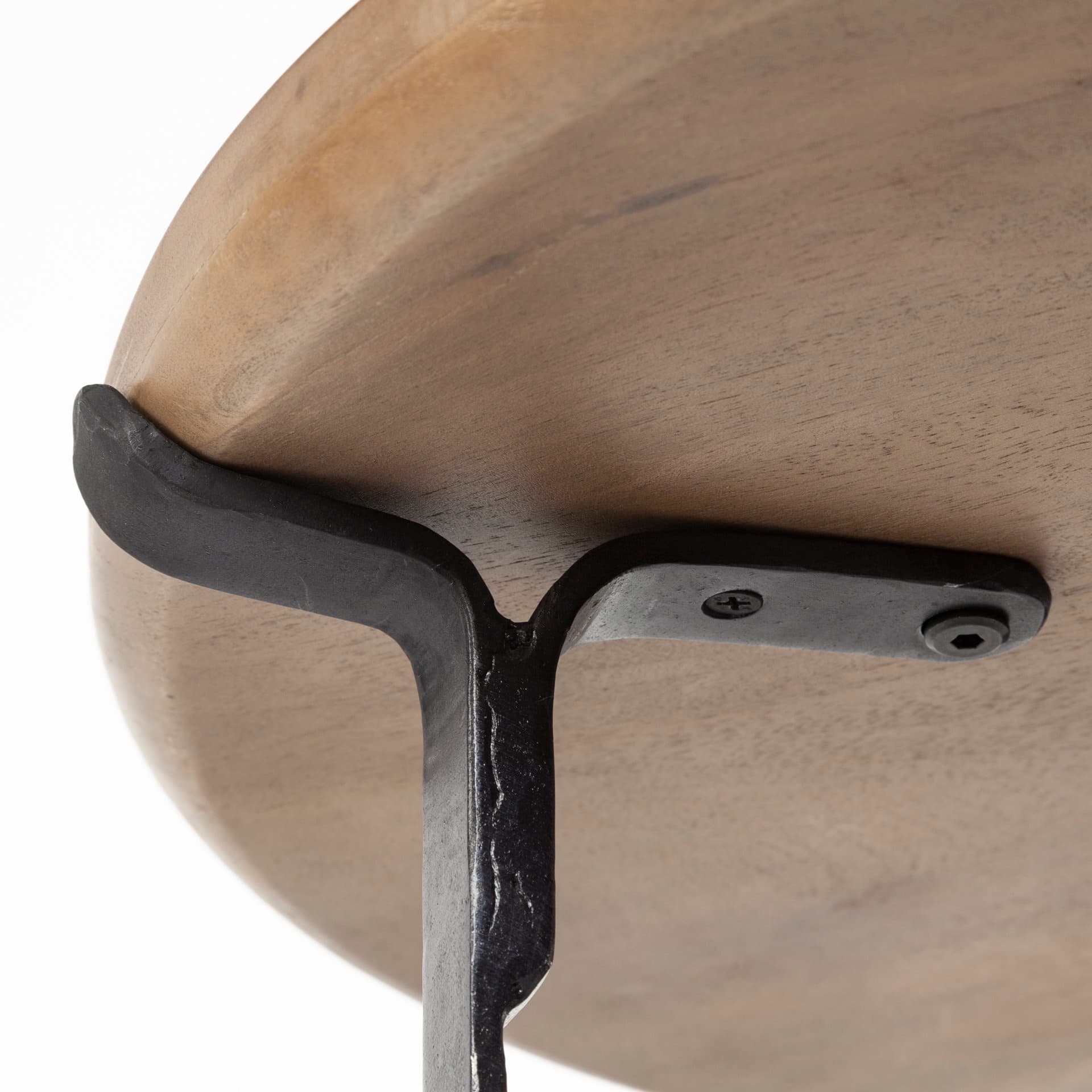Helios III 20L x 24H Set of Two Round Brown Solid Wood Iron Base Nesting End/Side Tables — product photograph