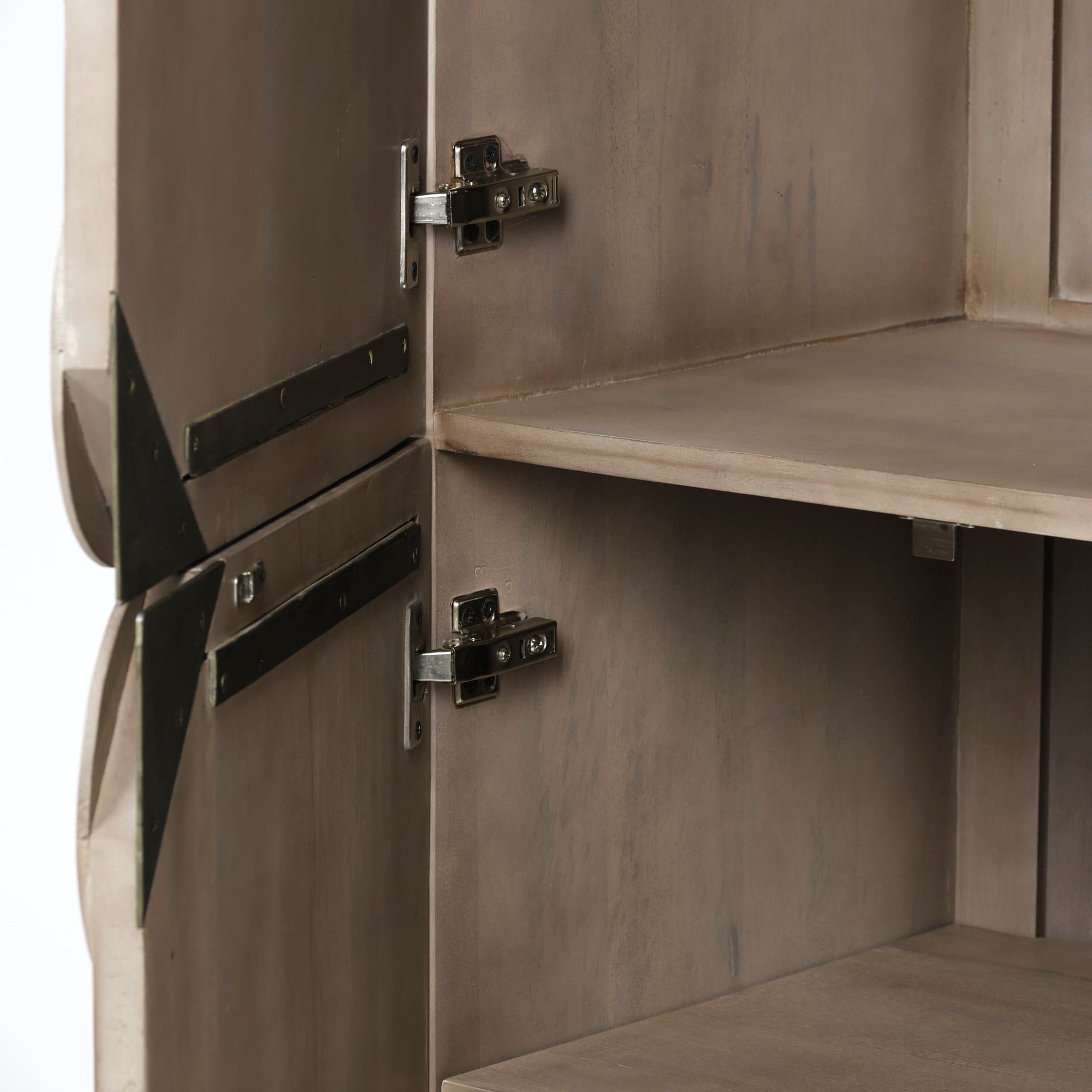 Excelsior II 68.1" H Light Brown Wood Gold Iron Base Storage Cabinet — product photograph
