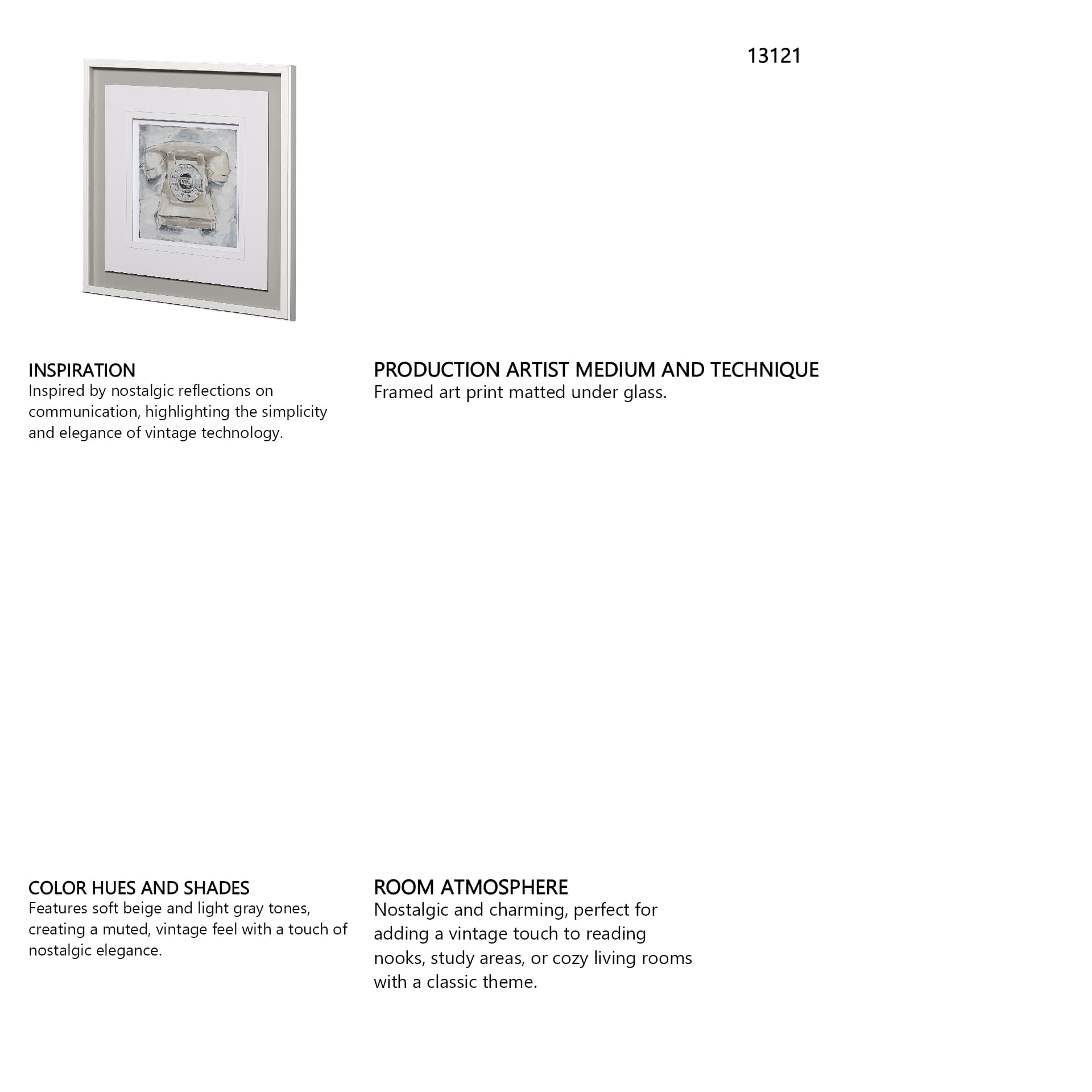 Retro Phone II by Ethan Harper a Framed Art Print Matted under Glass — in a styled room