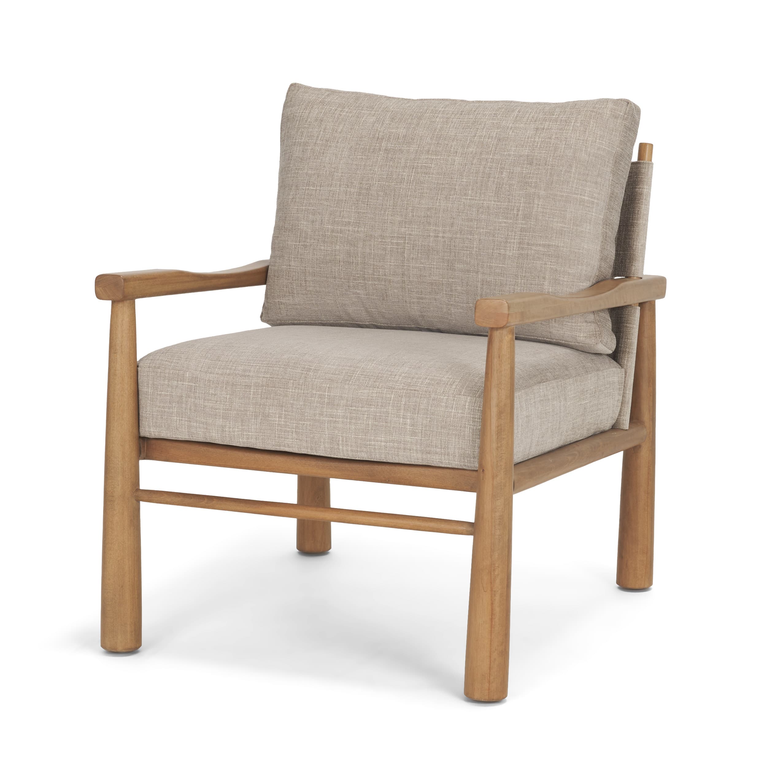 Witton Gray Fabric Beech Wood Slingback Backrest Accent Lounge Chair — product photograph