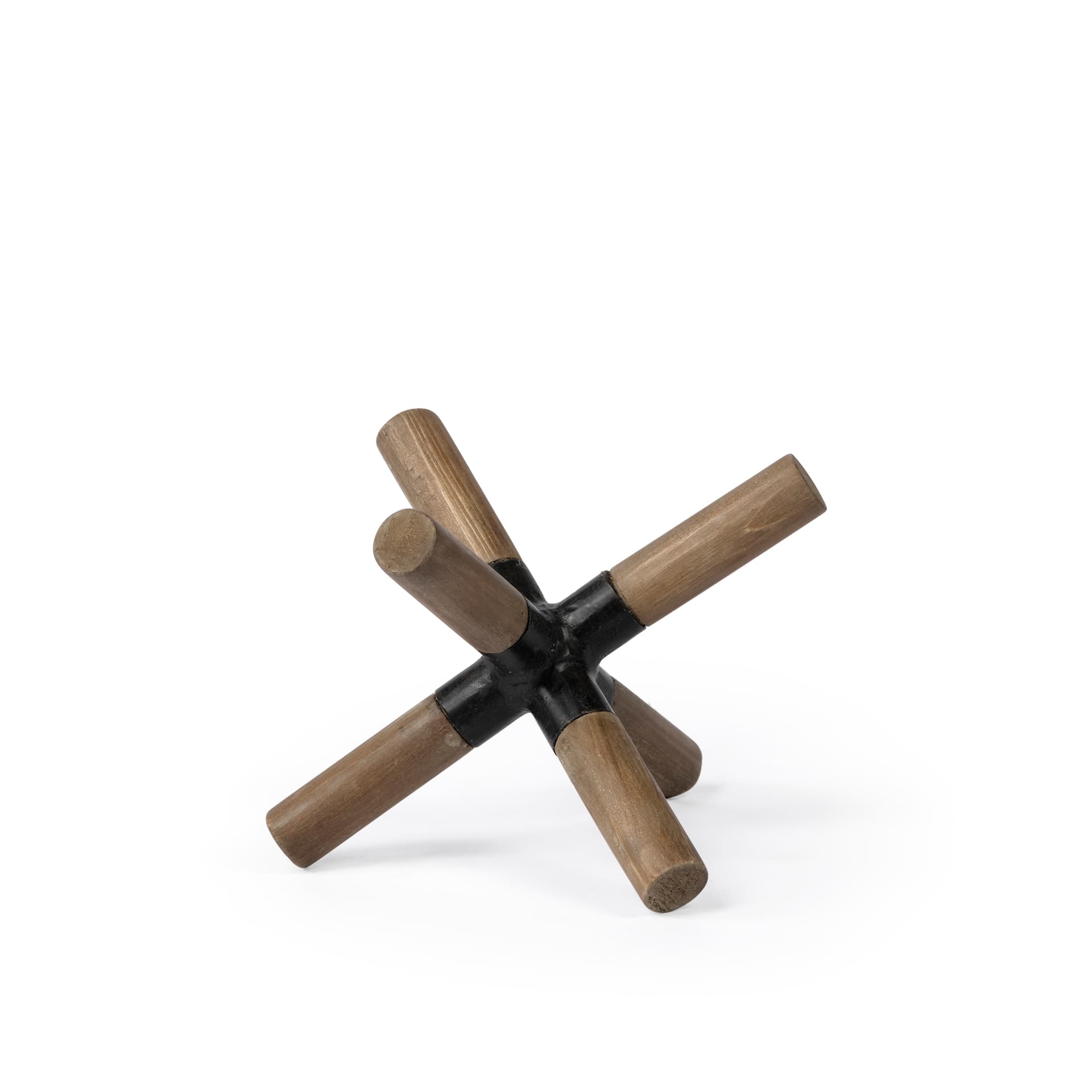 Stuhrling I (Small) 7L x 7W Brown Wood W/ Black Metal Jack — product photograph