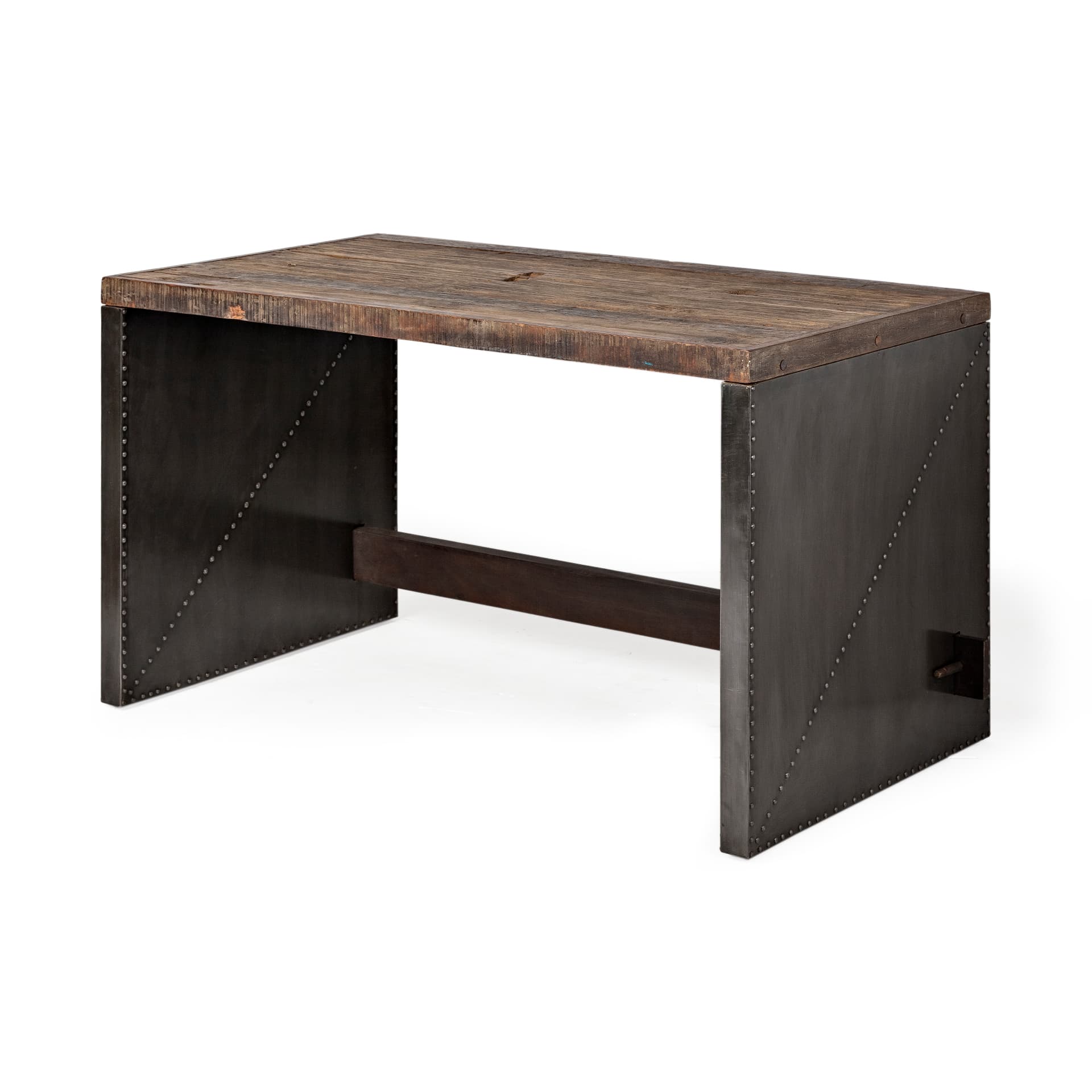 Orwell 52L x 28W Brown Wood Top Metal Cladded Frame Office Desk — product photograph