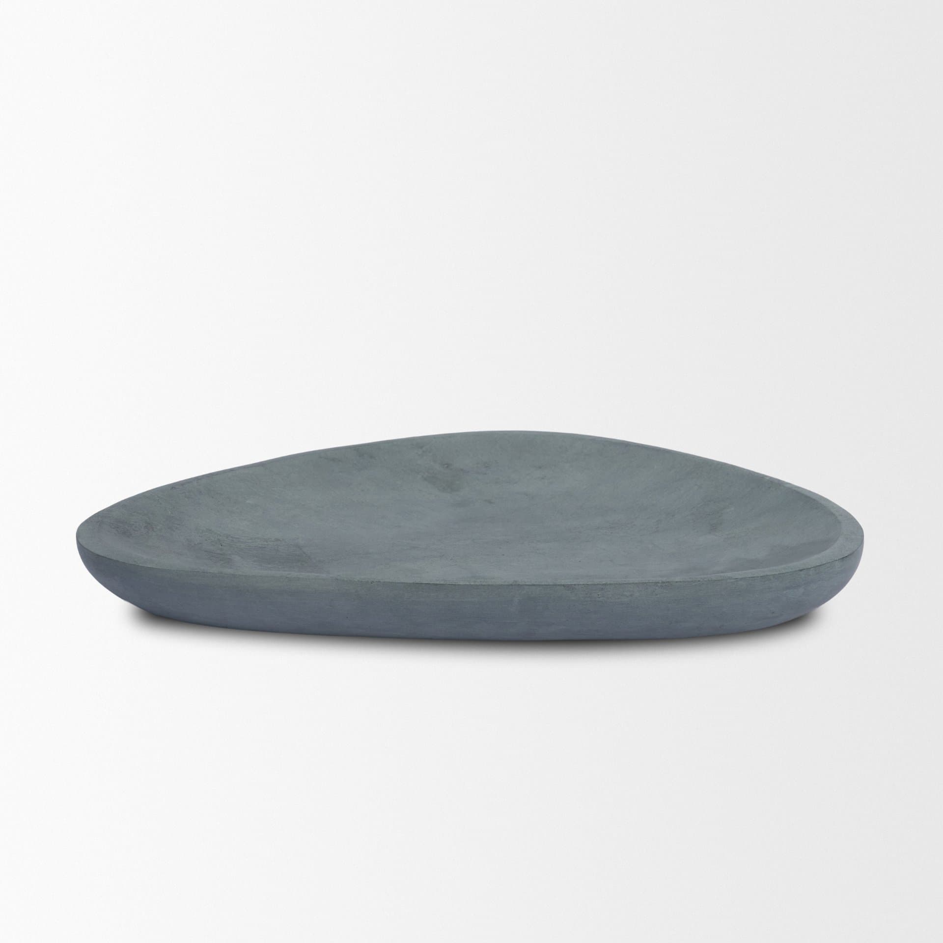 Tria Rounded Triangular Grey Marble Decorative Tray — product photograph