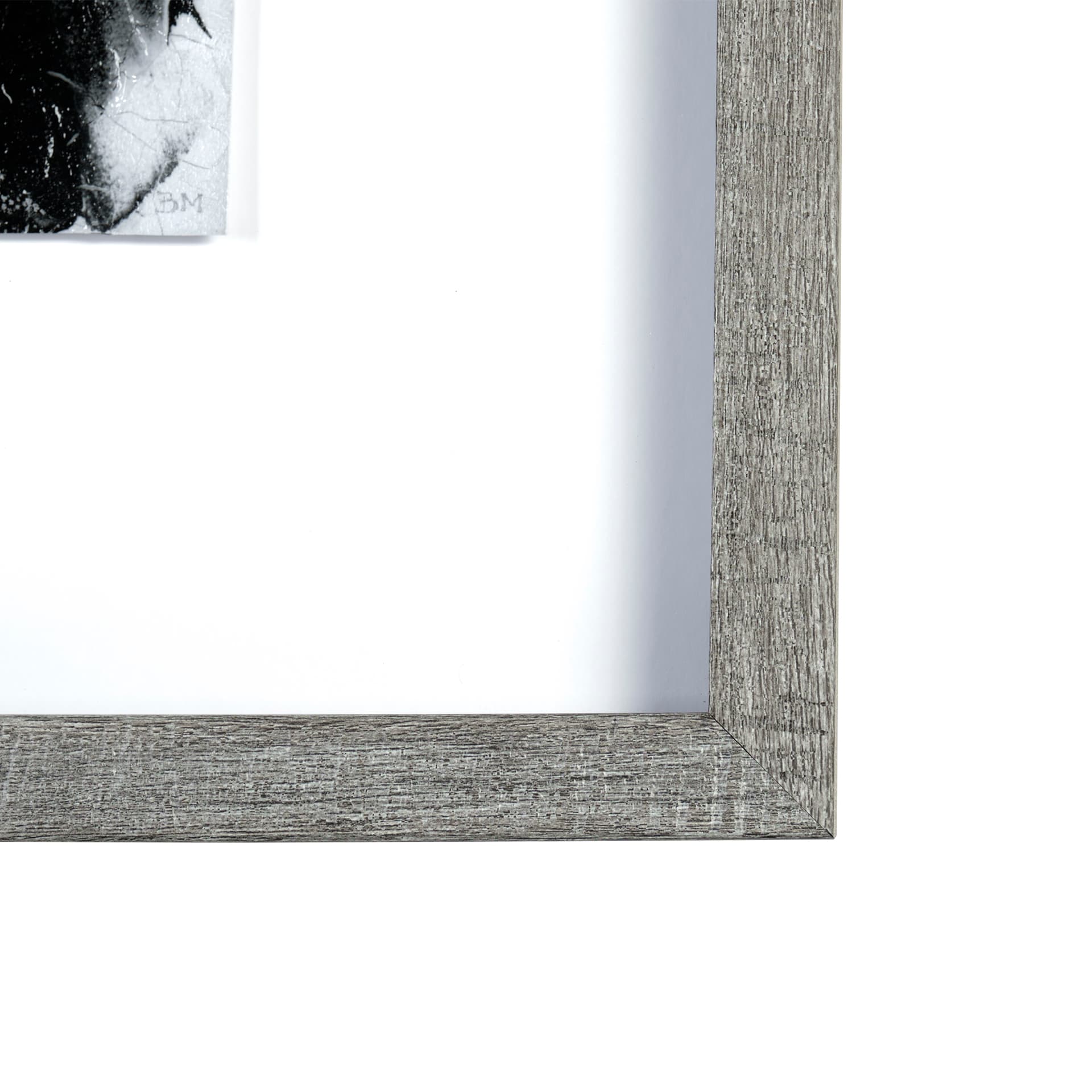 Yang (White) by Mercana Studio a Hand Embellished Textured Framed Art Print Matted under Glass — product photograph