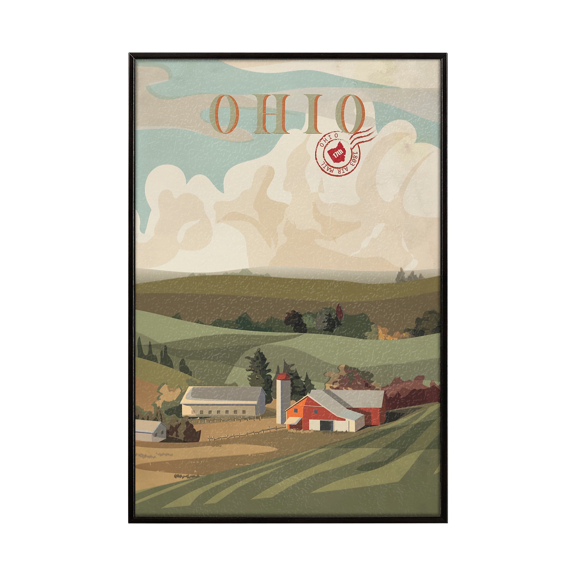 Ohio Go USA (SM) by Mercana Studio a Hand Embellished Decograph Framed Art Print — product photograph