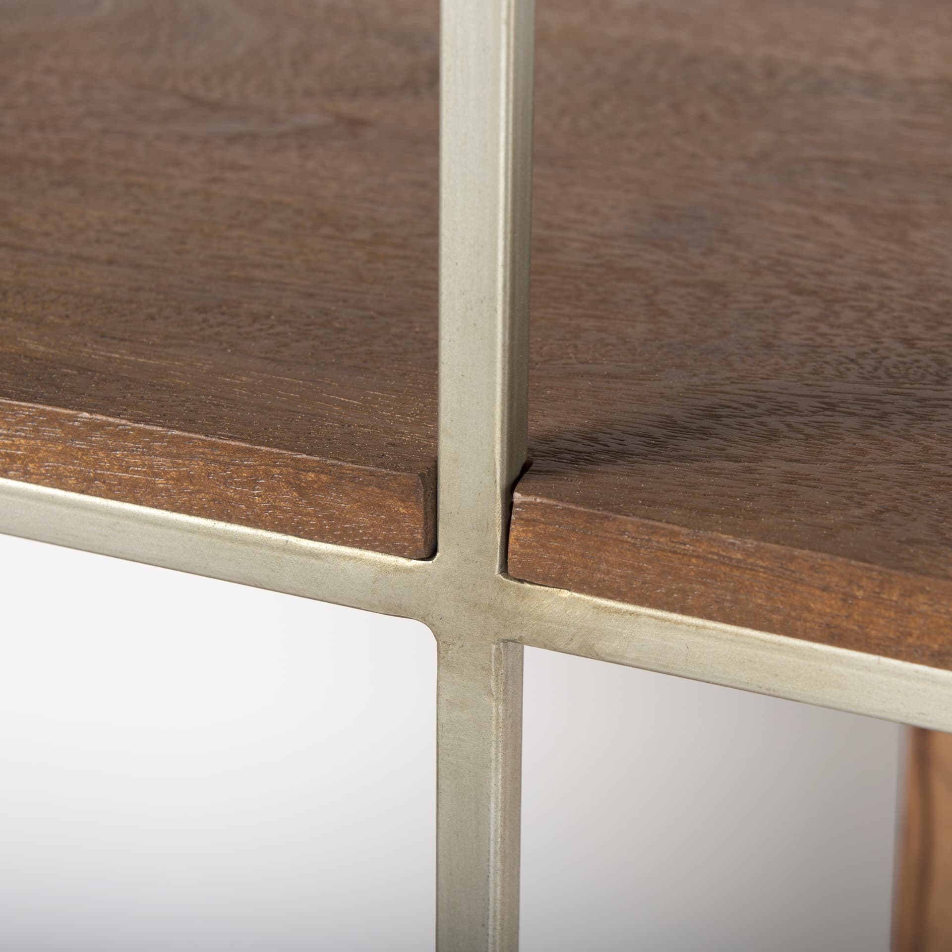 Morris III 47.25 X 15 X 75.5 Brown Wood and Silver Metal Frame 6 Shelf Shelving Unit — product photograph