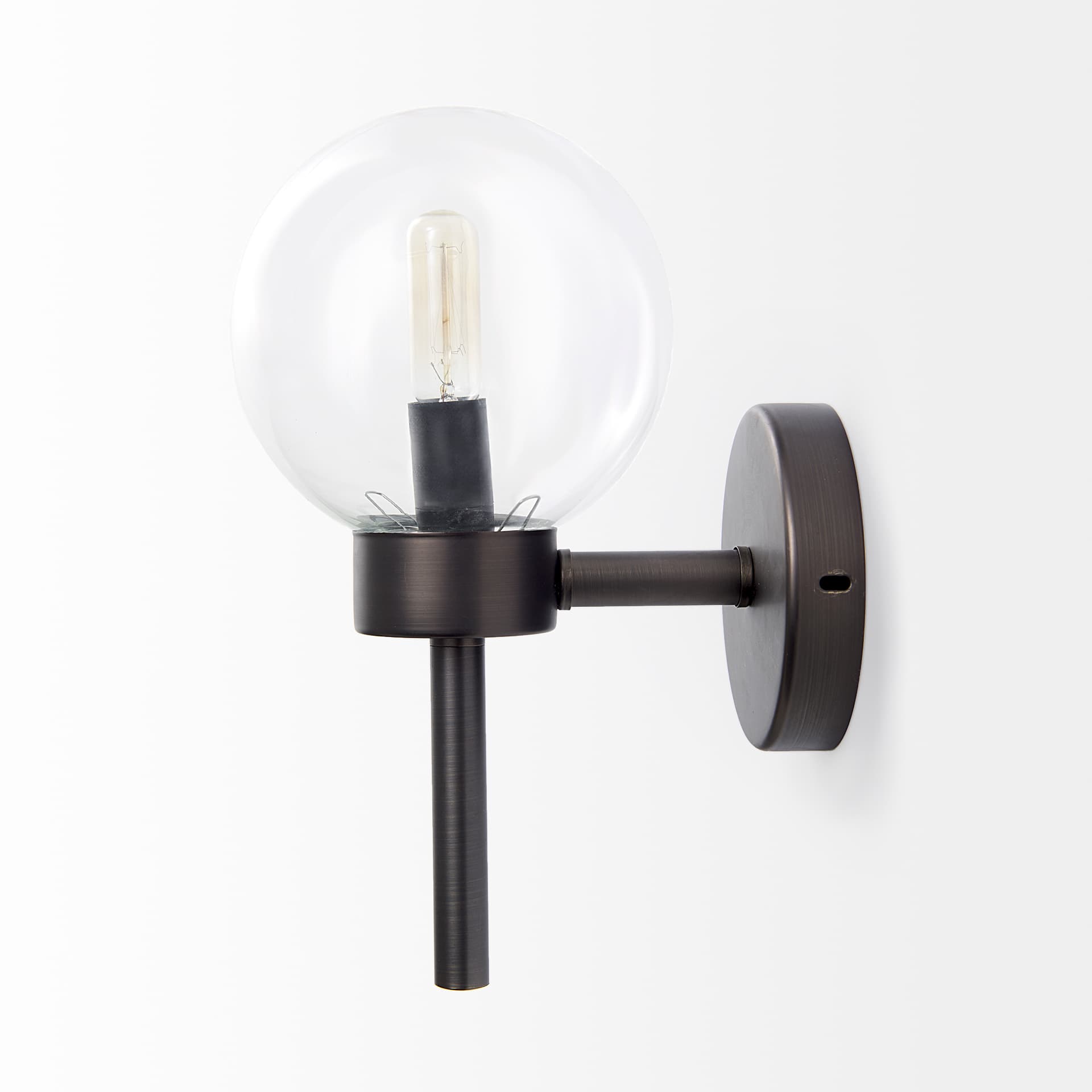 Boltern II 6x12 Black Toned Glass Globe Wall Sconce — product photograph