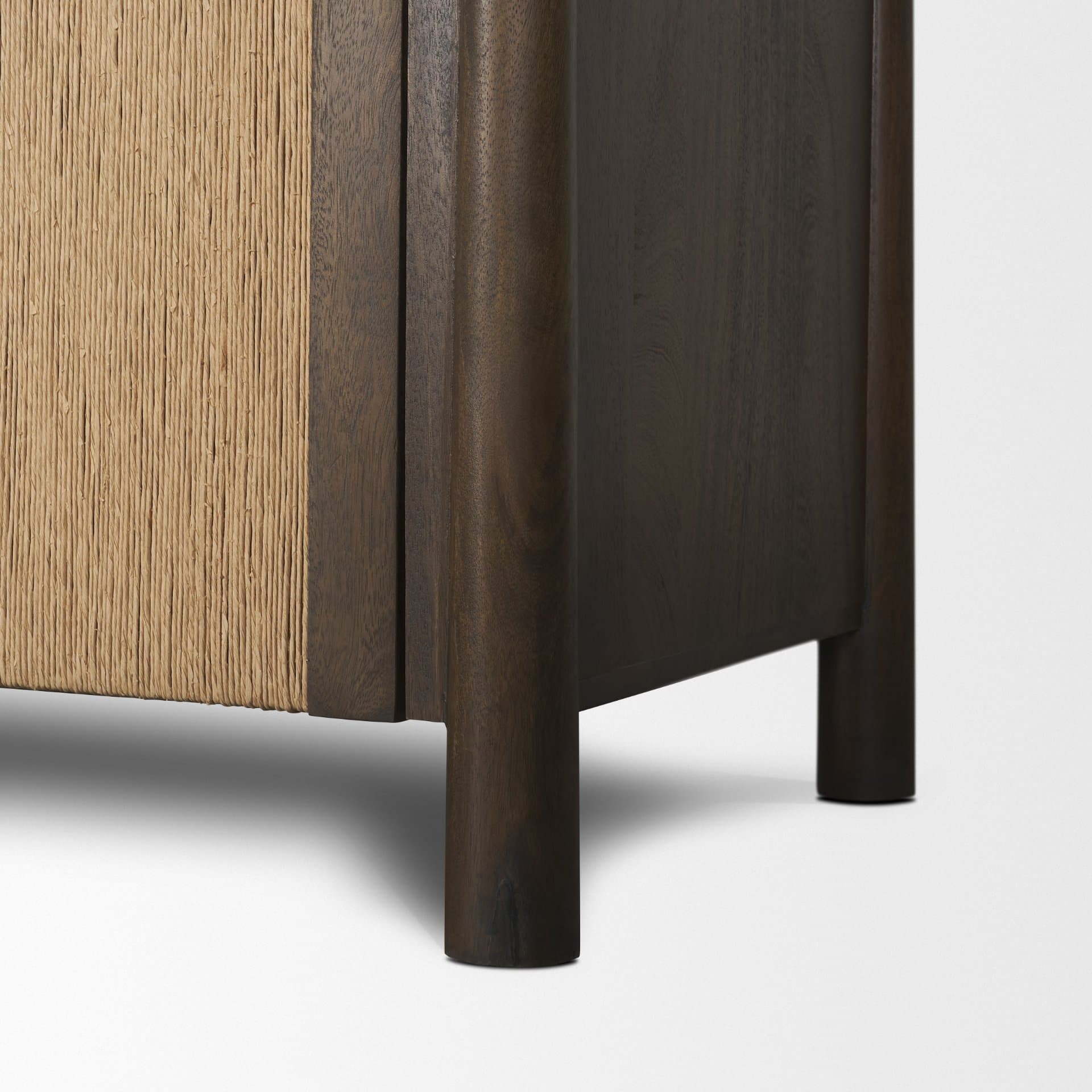 Bondi 2 Door Open Dark Brown Wood w/ Paper Rope Shelving Unit — product photograph