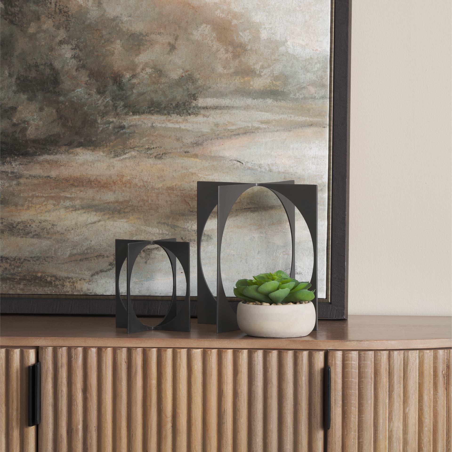 Lima Gunmetal Iron Large Decorative Object — in a styled room