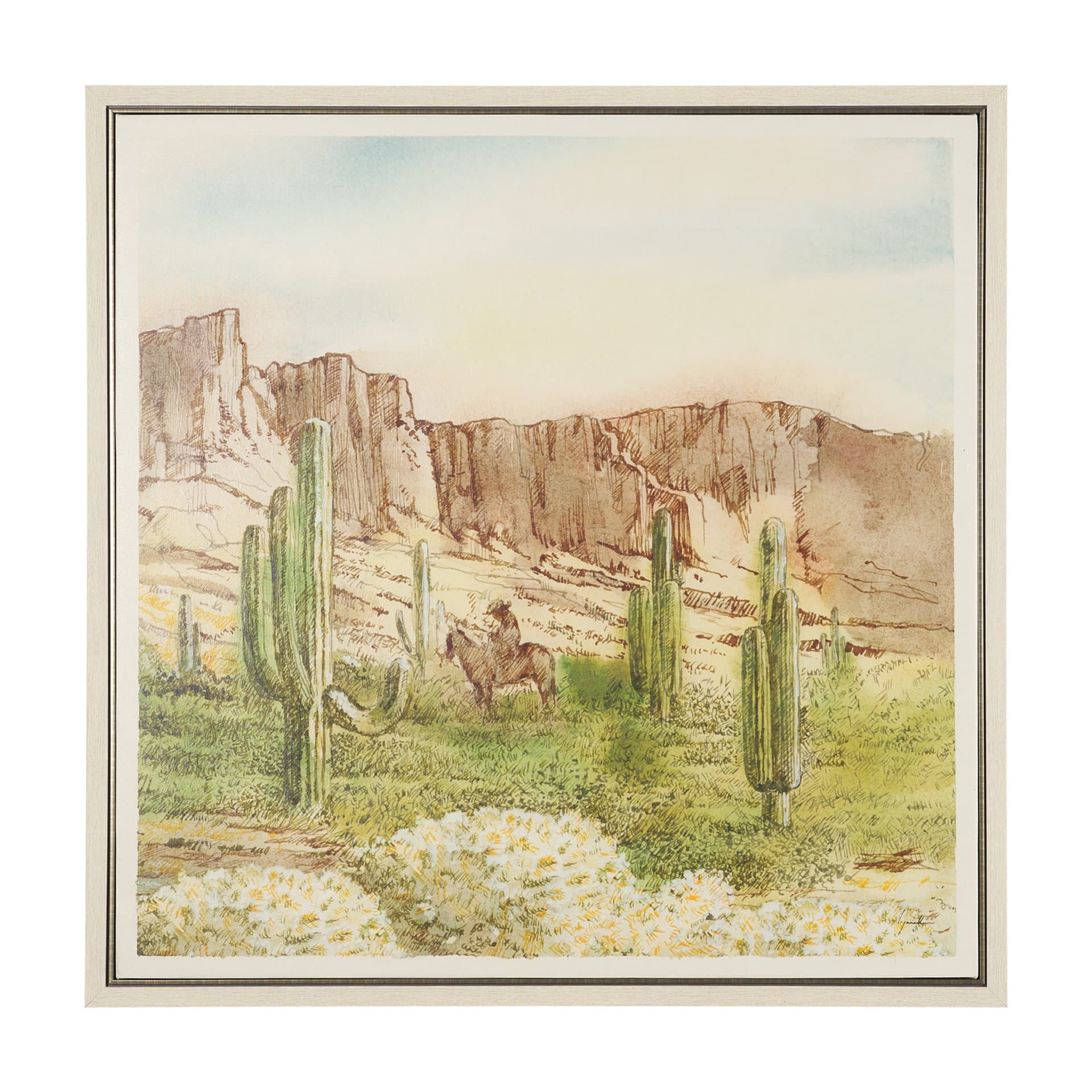 Cactus Country II by Mercana Studio Hand-Embellished Textured Framed Canvas Artwork — product photograph