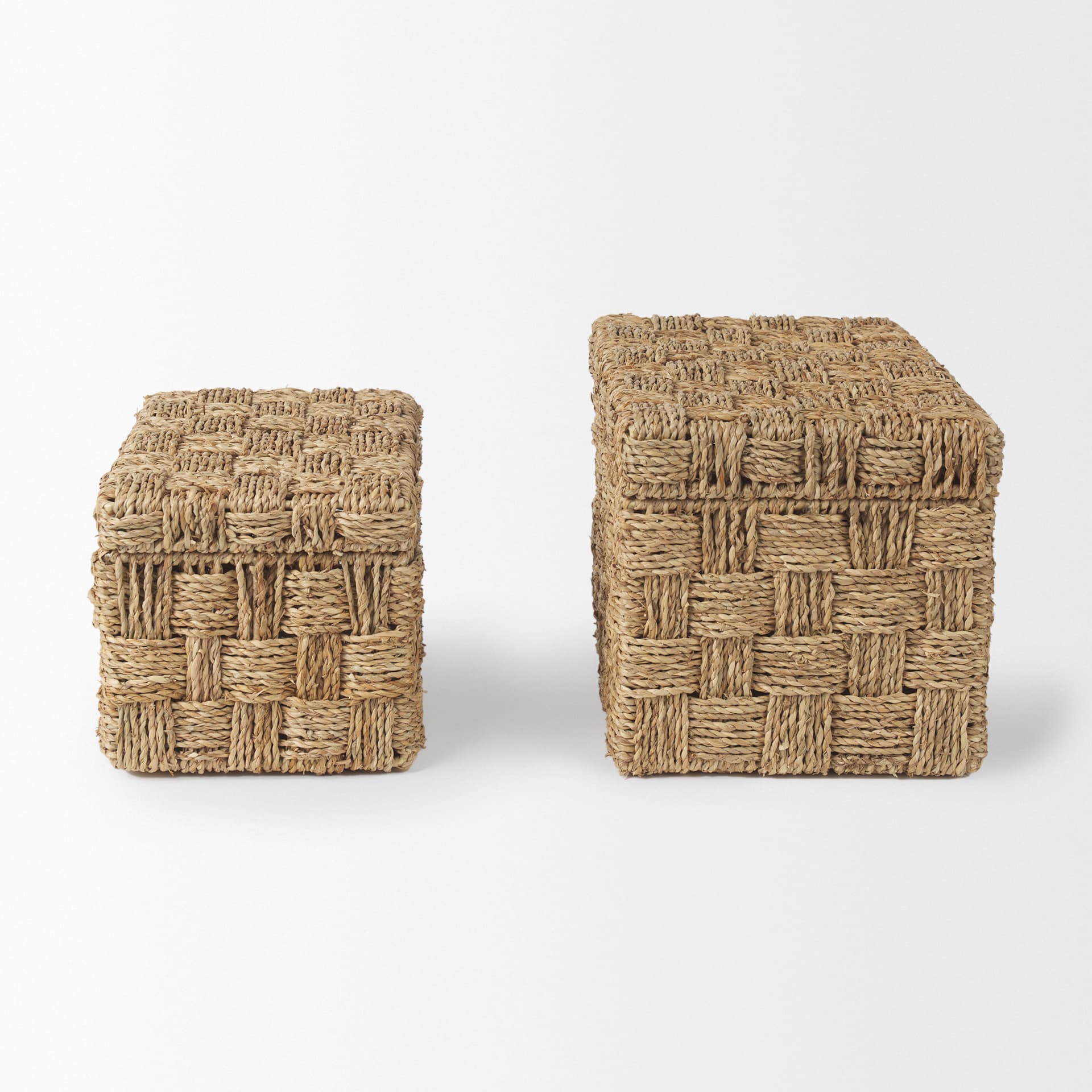 Hanalei Set of 2 Seagrass Boxes with Lids — product photograph