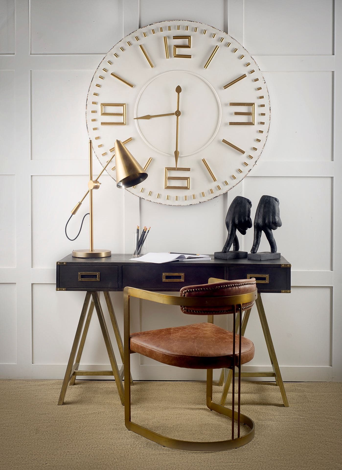 Fragon I (26"H) Gold-Tone Metal Adjustable Cone Shade Table Lamp — product photograph