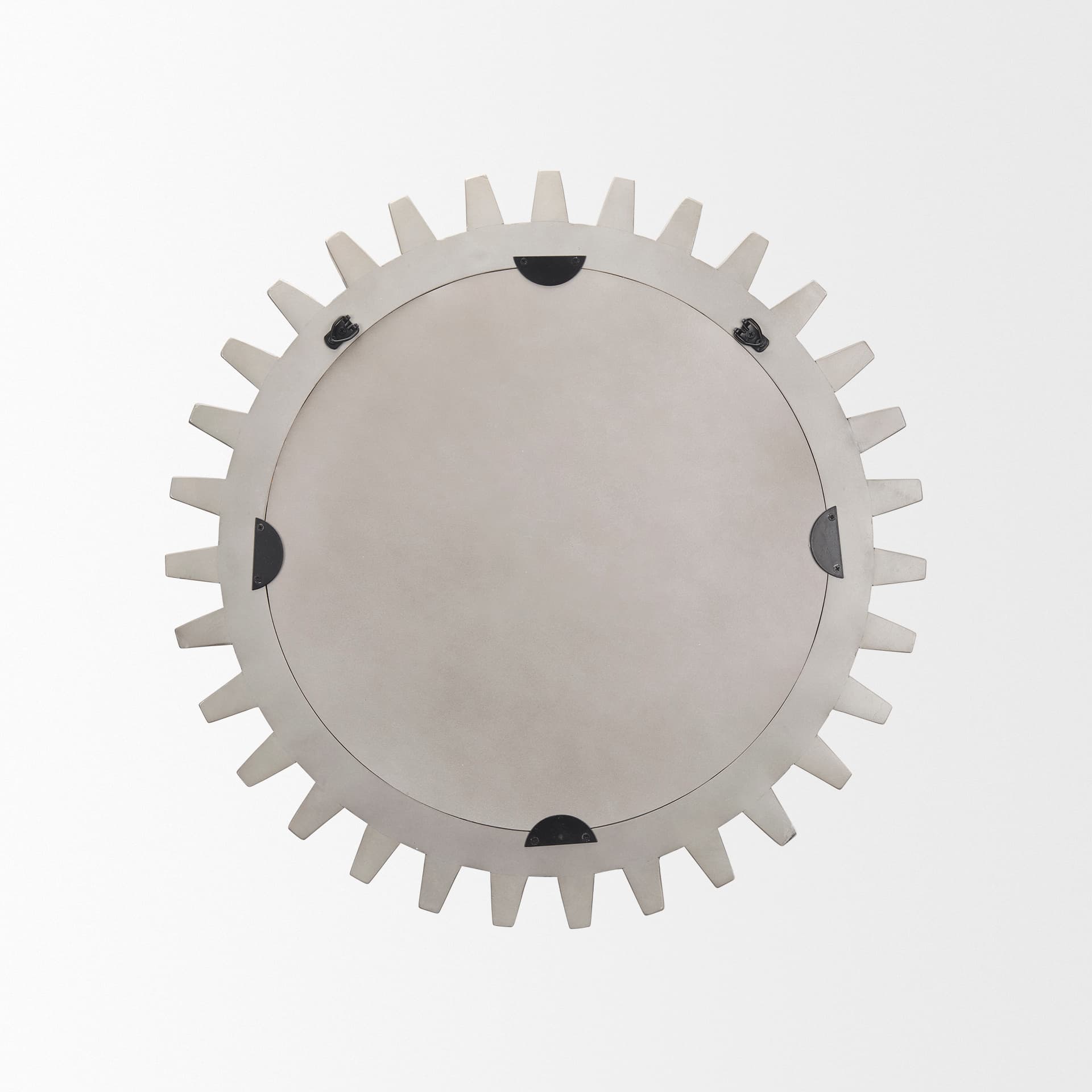 Sundance Cog 26" Round Grey Wood Frame Mirror — product photograph