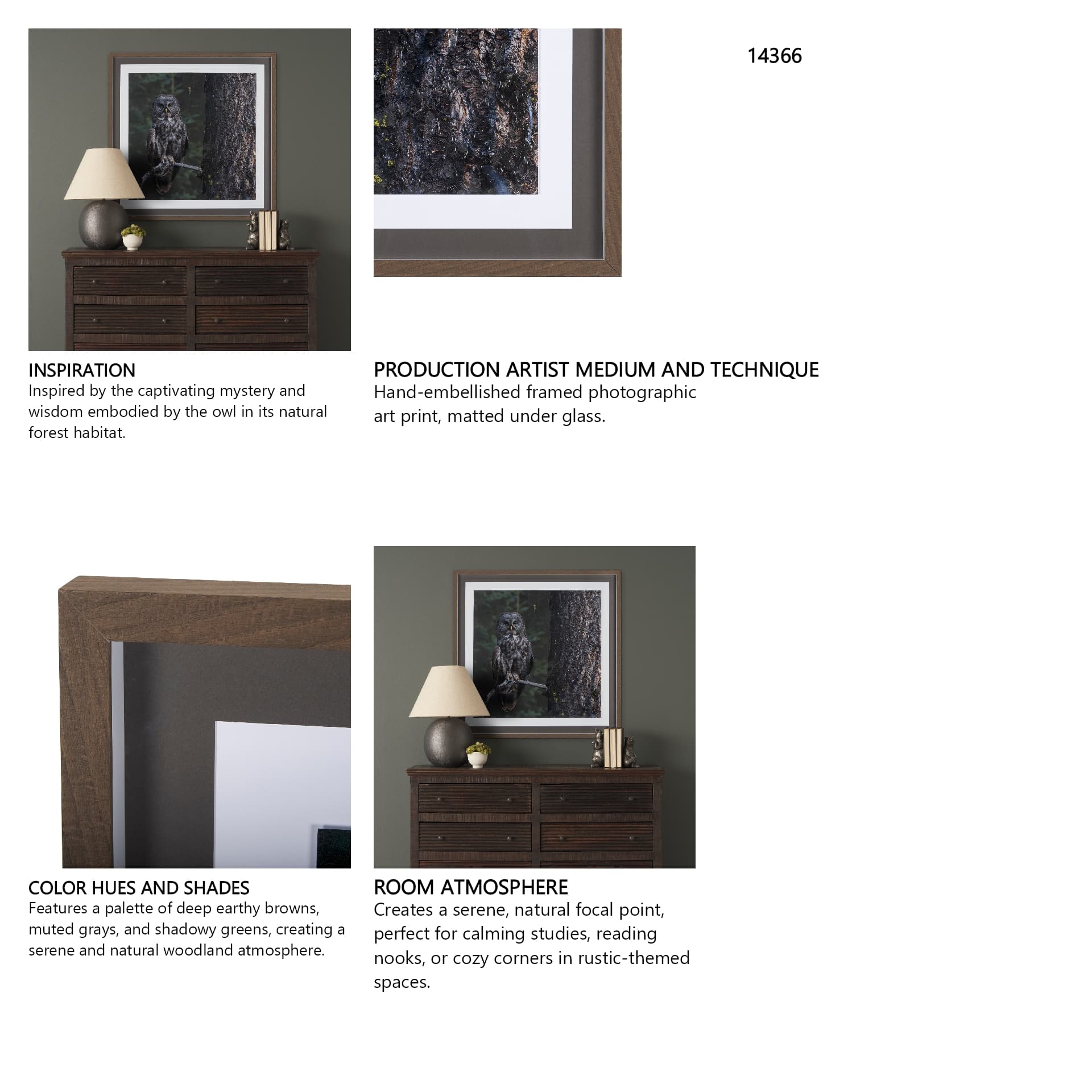 Night Owl by Chad Mackay a Hand Embellished Textured Framed Photo Art Print Matted under Glass — in a styled room