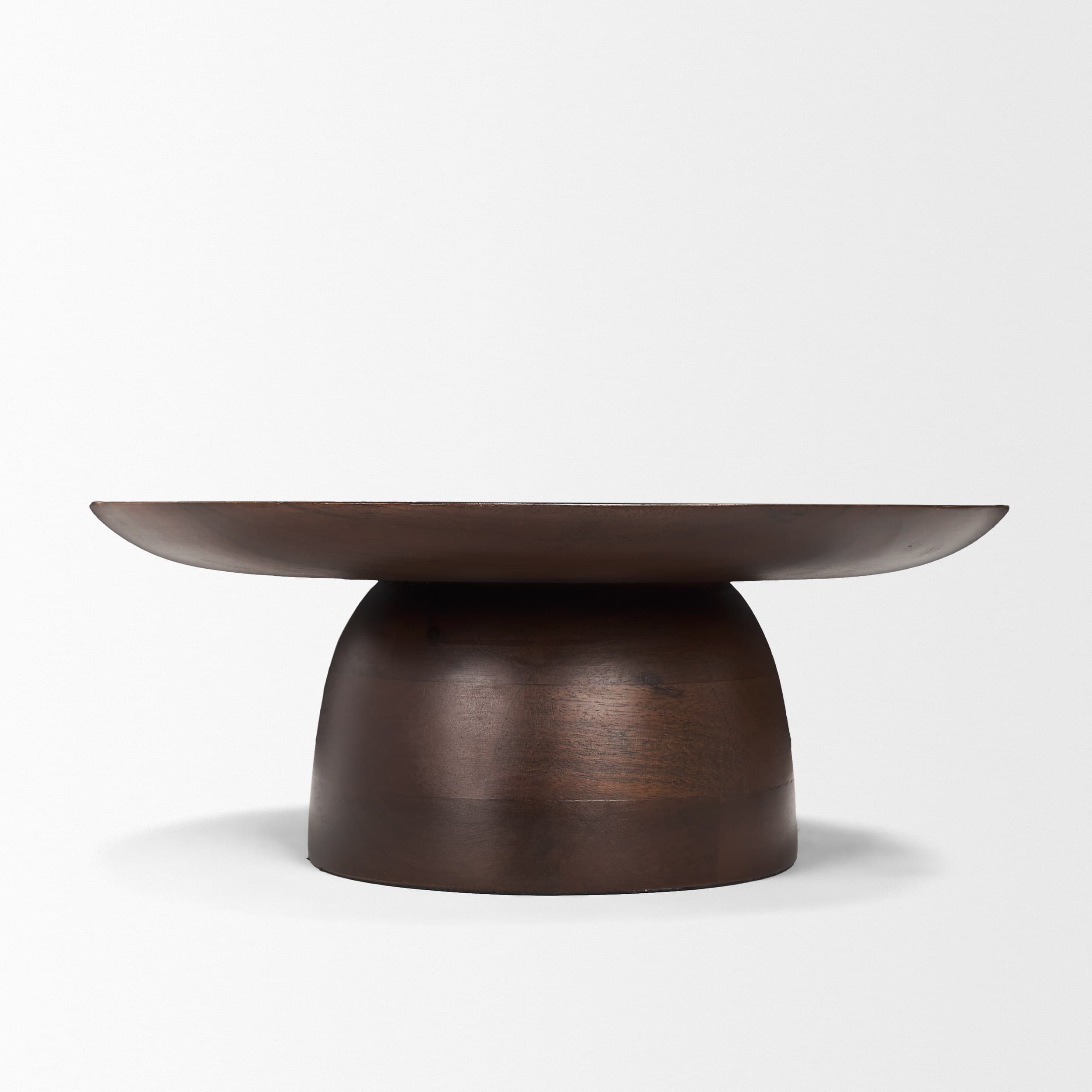 Sadira Small Mid-Dark Brown Solid Wood Round Riser — product photograph