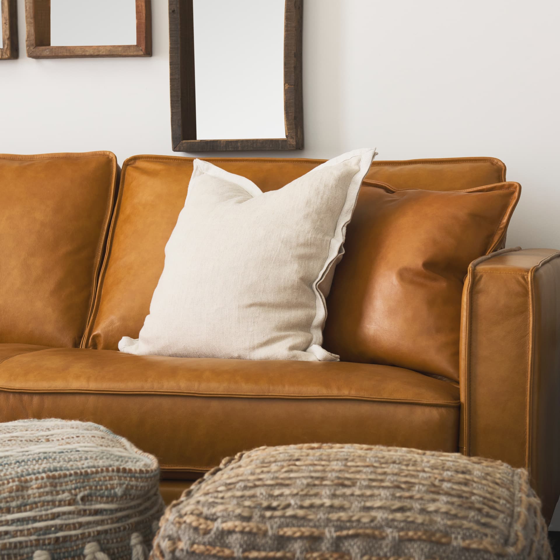 Mae 20x20 Beige Fabric Pillow Cover — product photograph
