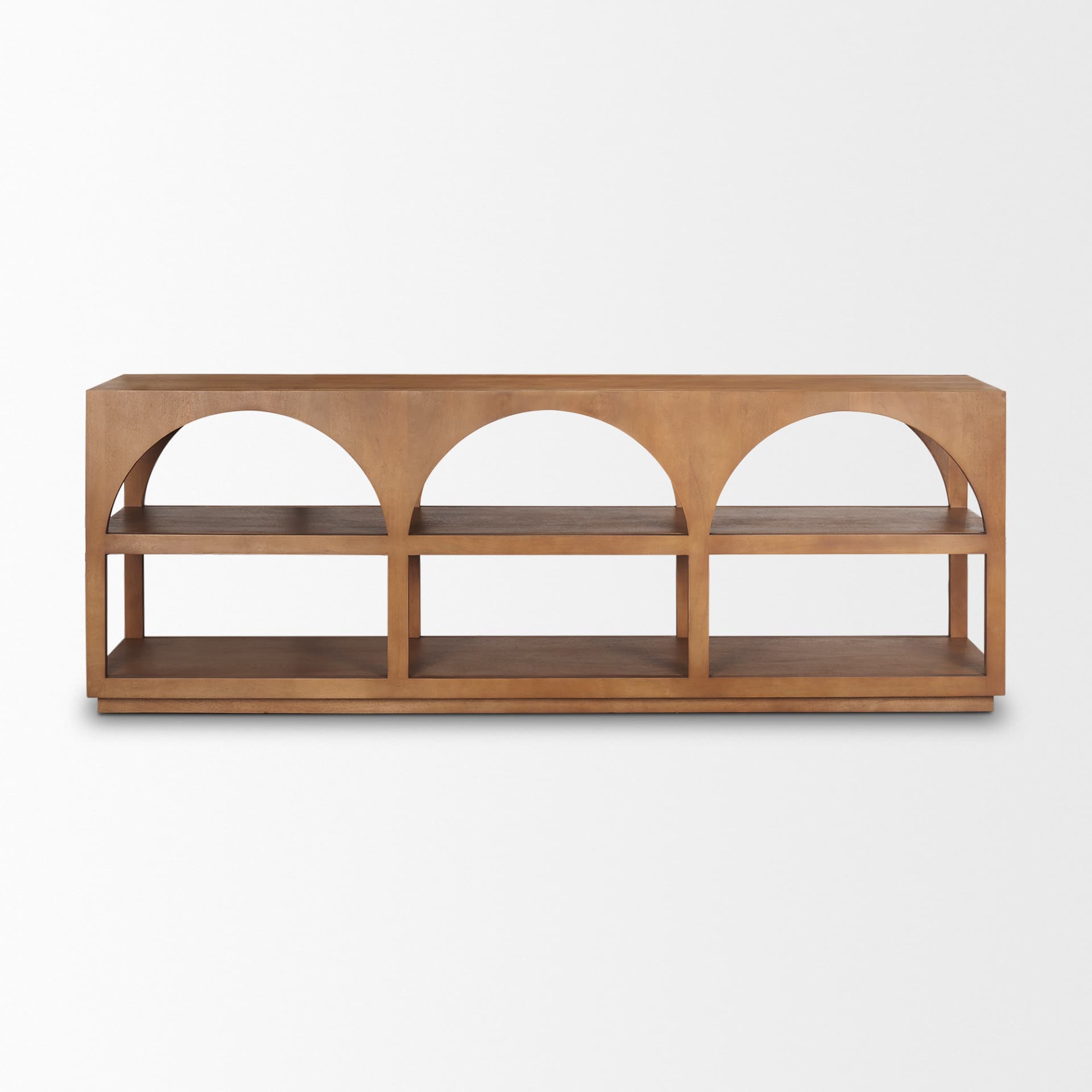 Bela 80" Medium Brown Wood Arched Console Table — product photograph